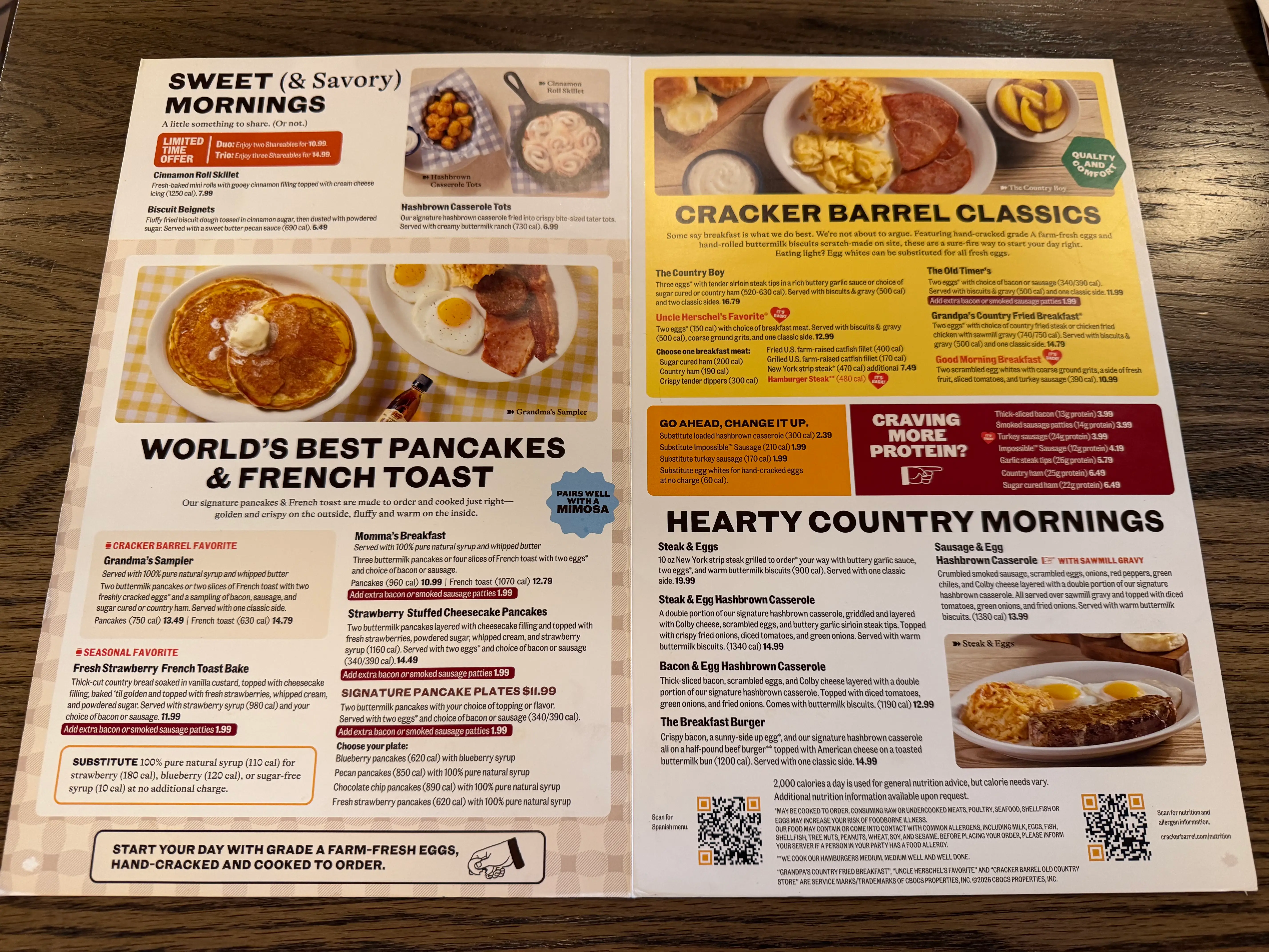 Cracker Barrel breakfast menu