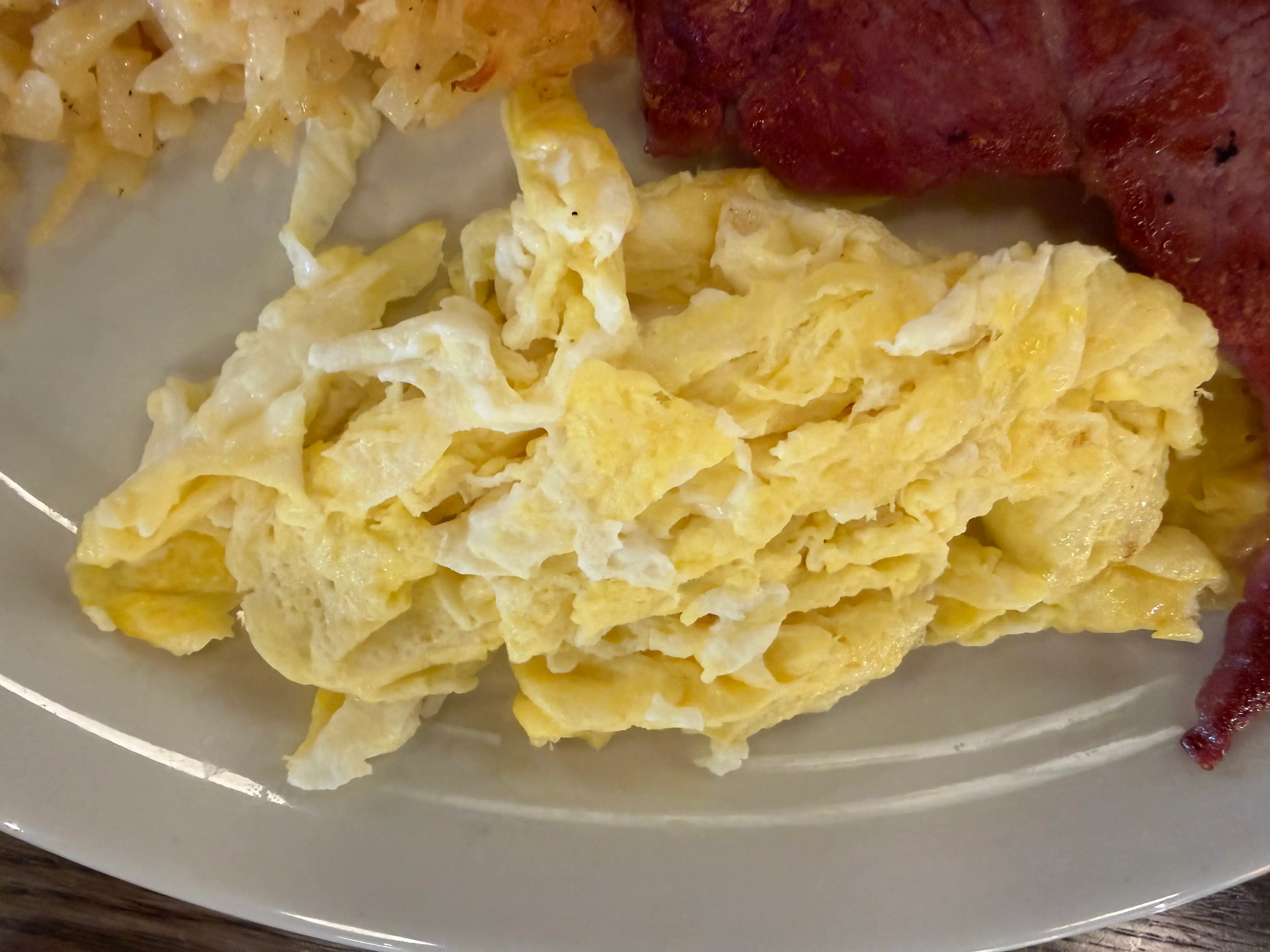 Scrambled eggs on plate at Cracker Barrel