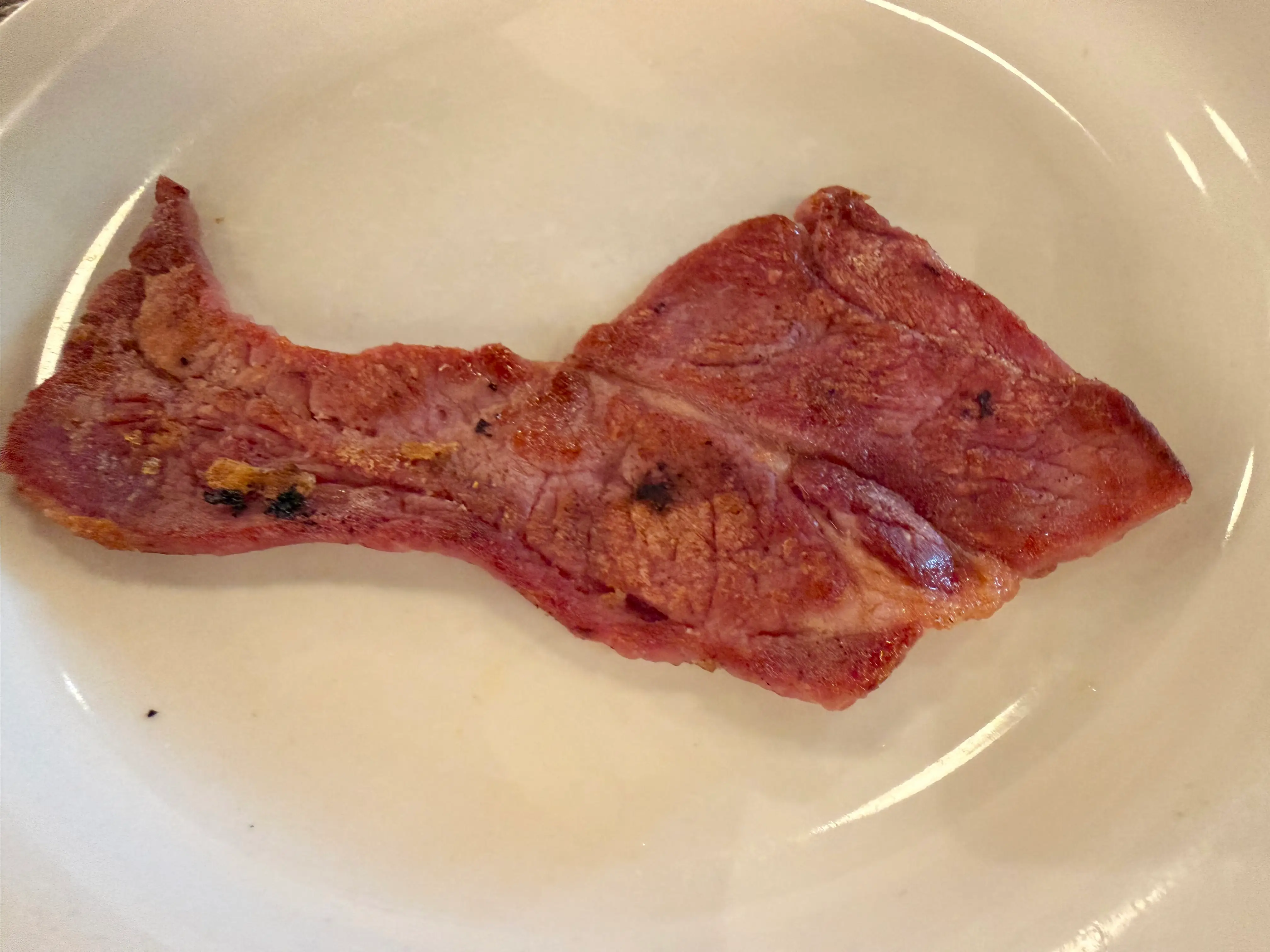 Piece of ham on plate