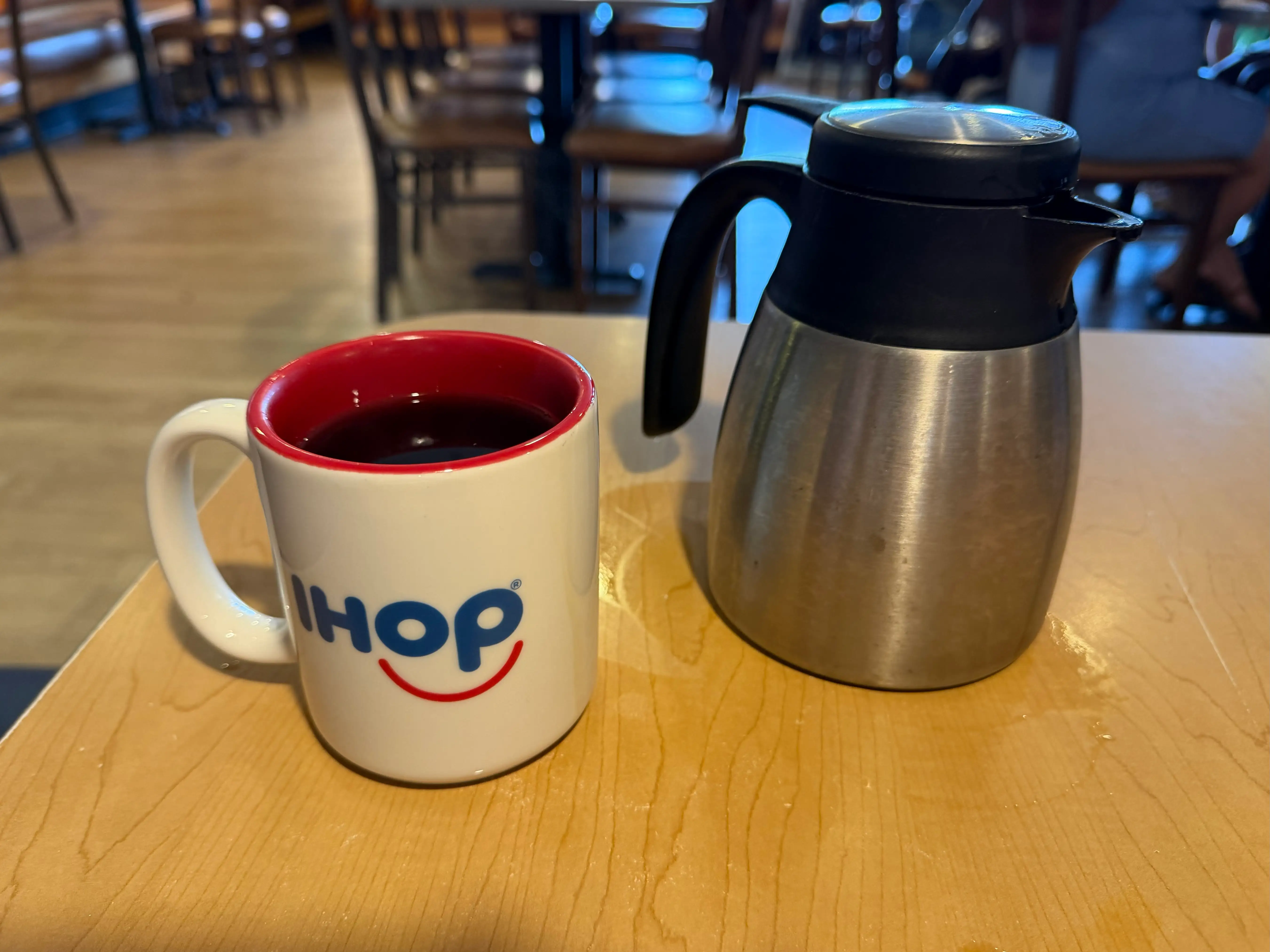 Coffee curafe and ihop mug of coffee