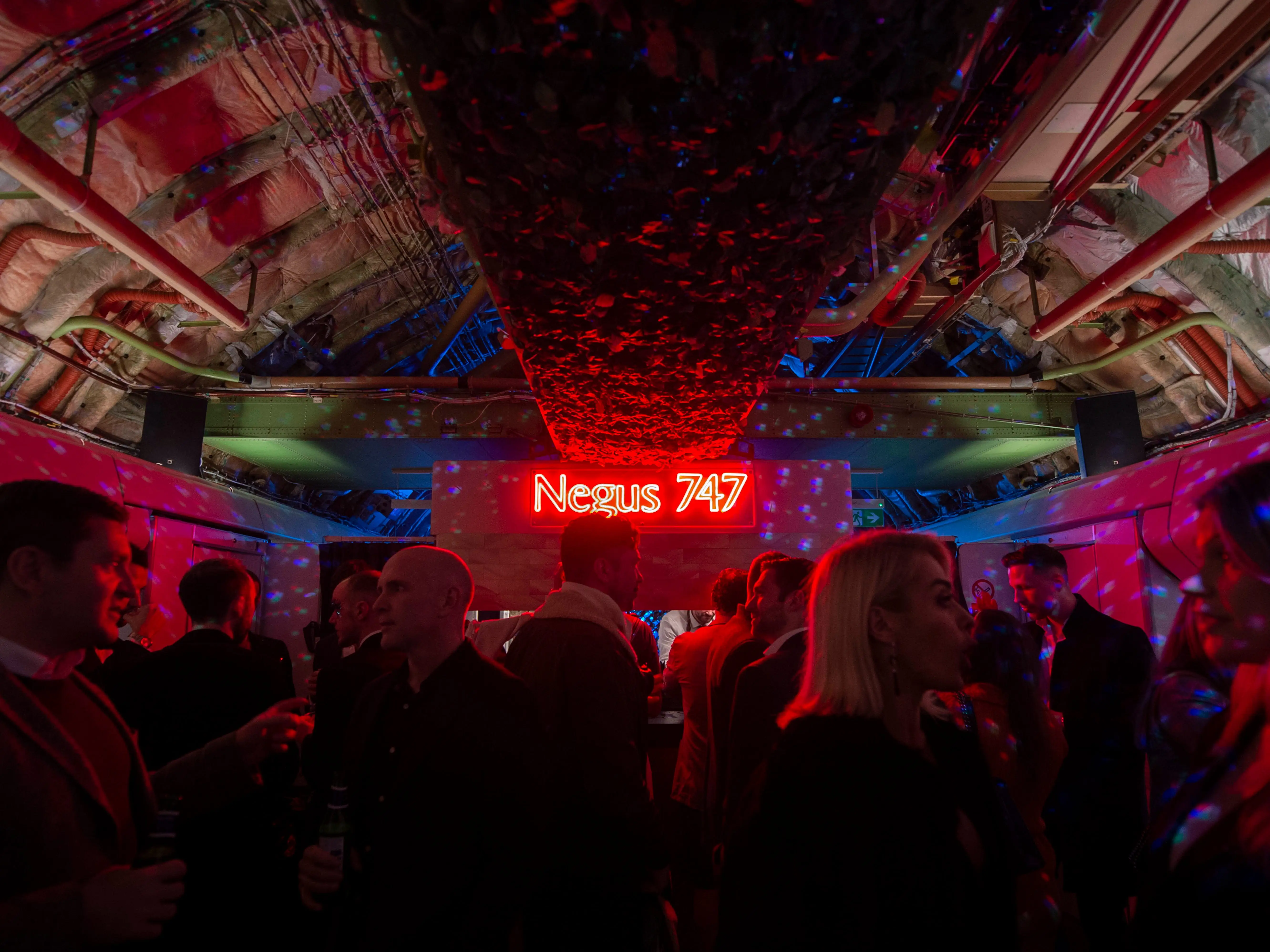 People partying in a former BA 747.