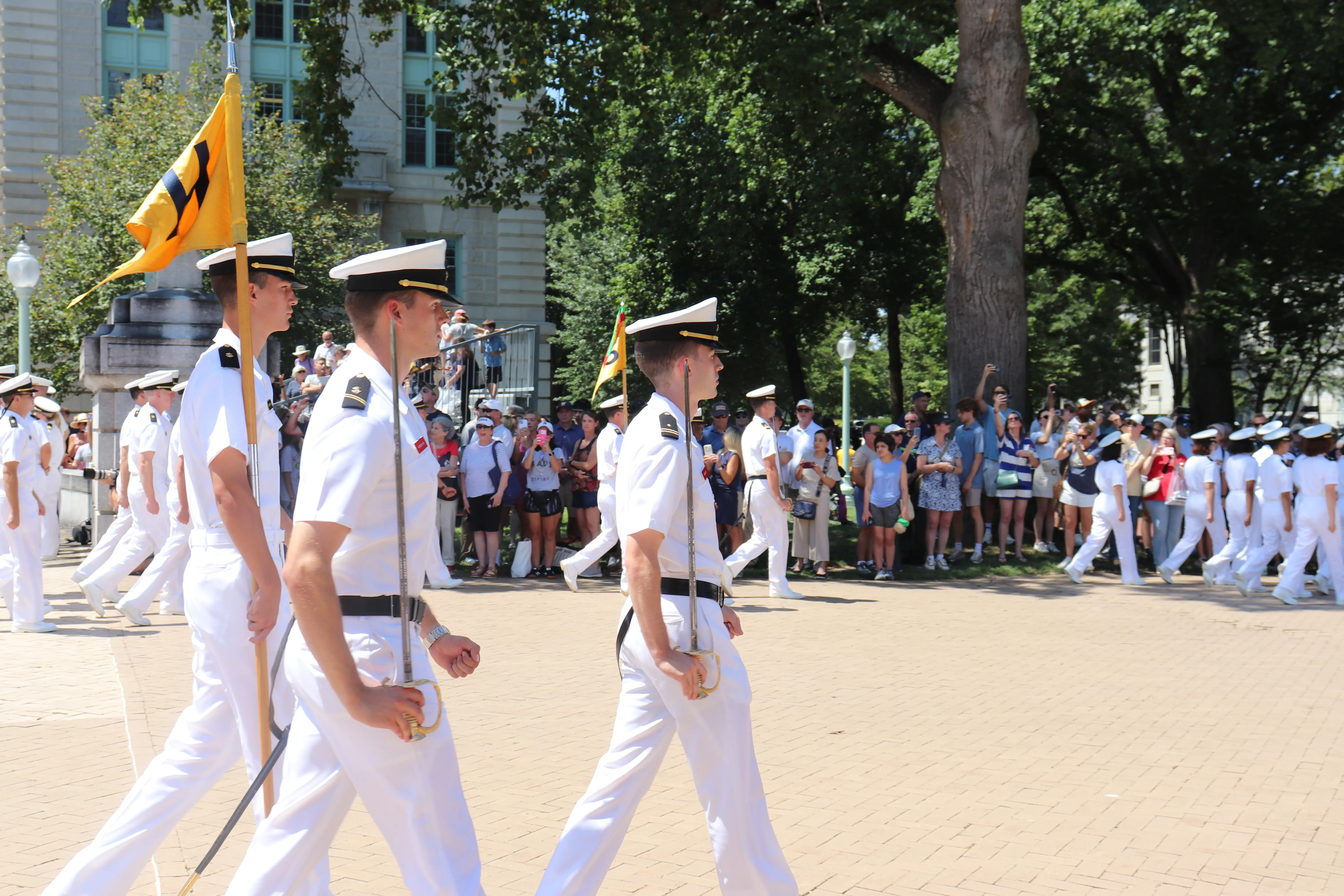 Plebes' family members waited to greet them after the Noon Meal Formation.