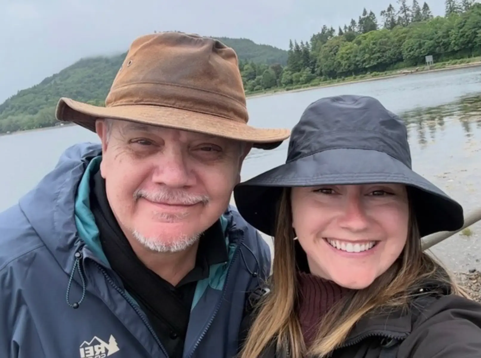 The author and her father enjoy a trip to Scotland.