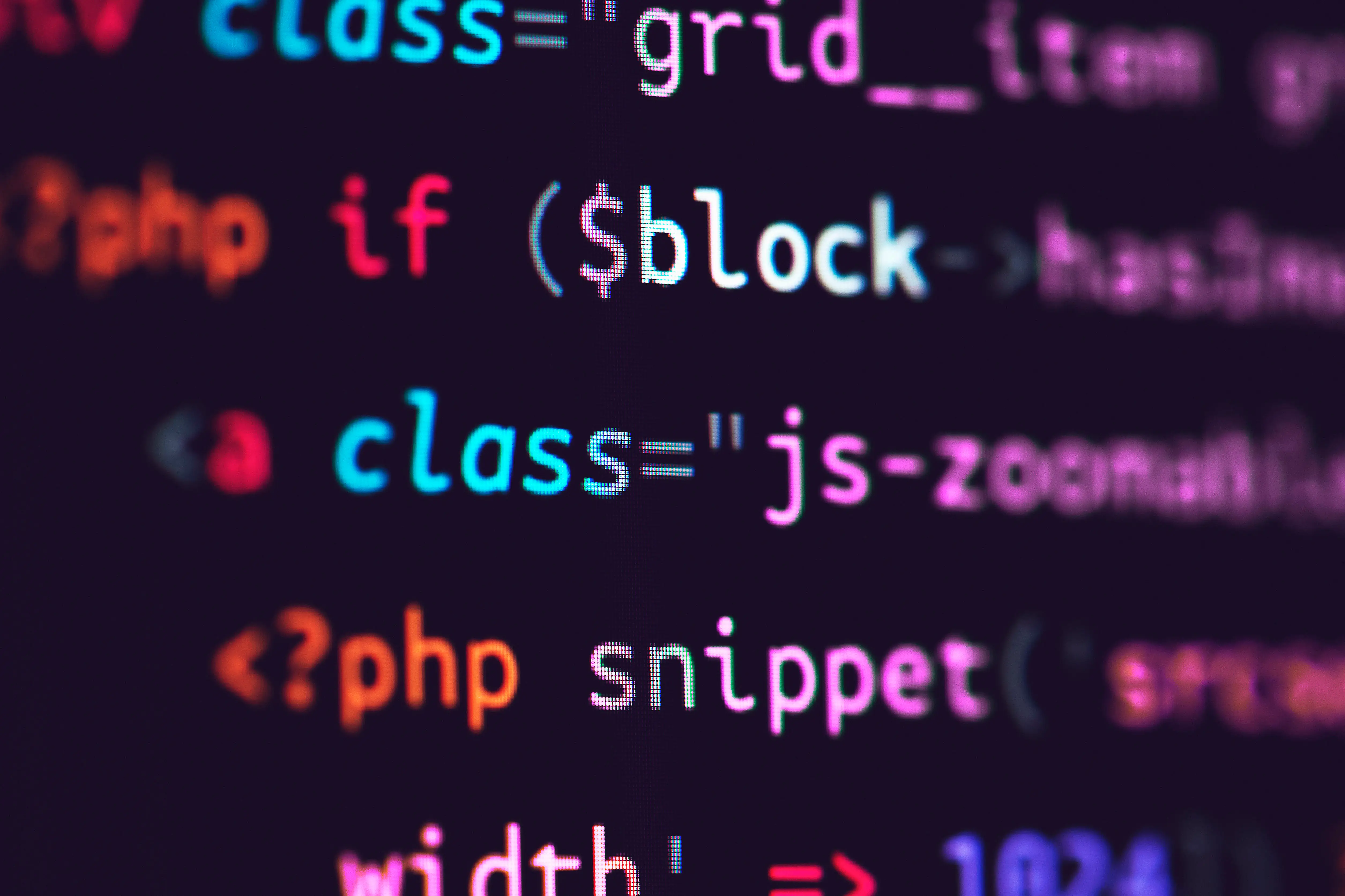Close up computer code on screen