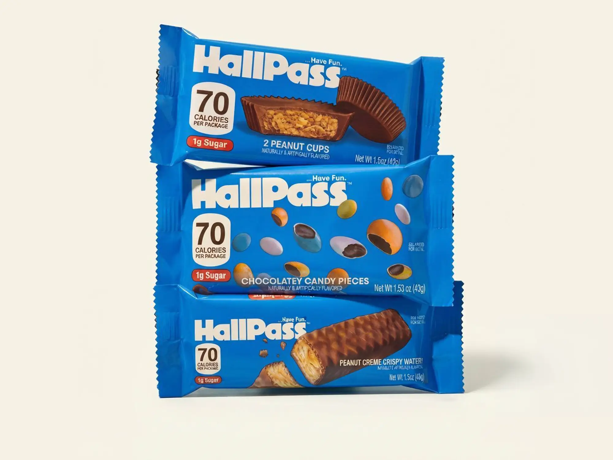 HallPass' product shot with AI-generated typos is pictured.