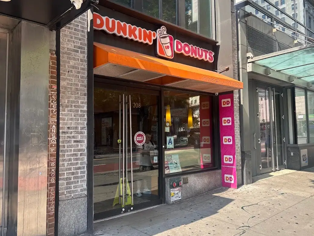 The exterior of a Dunkin' location.