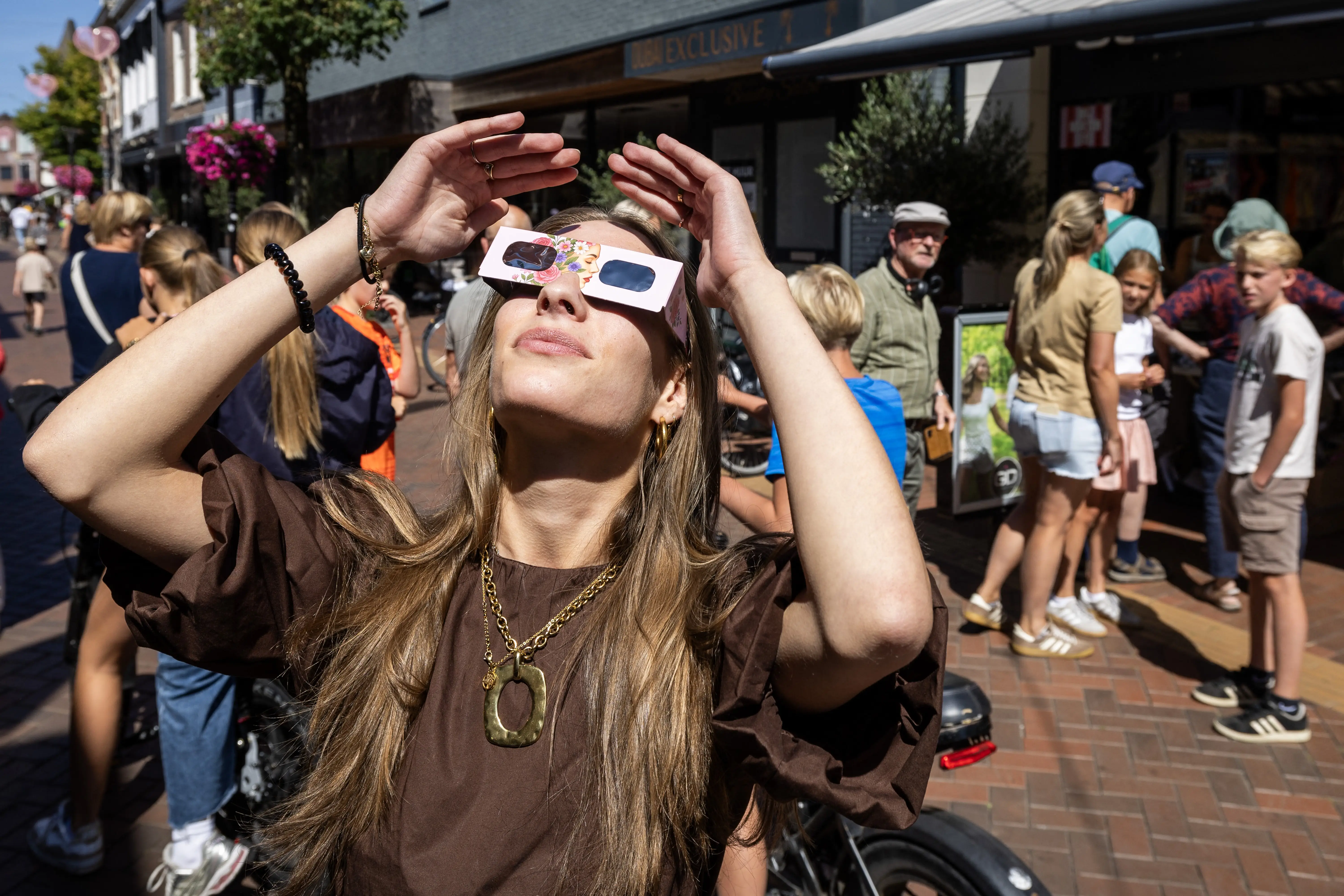 Person watching the eclipse in the Netherlands.