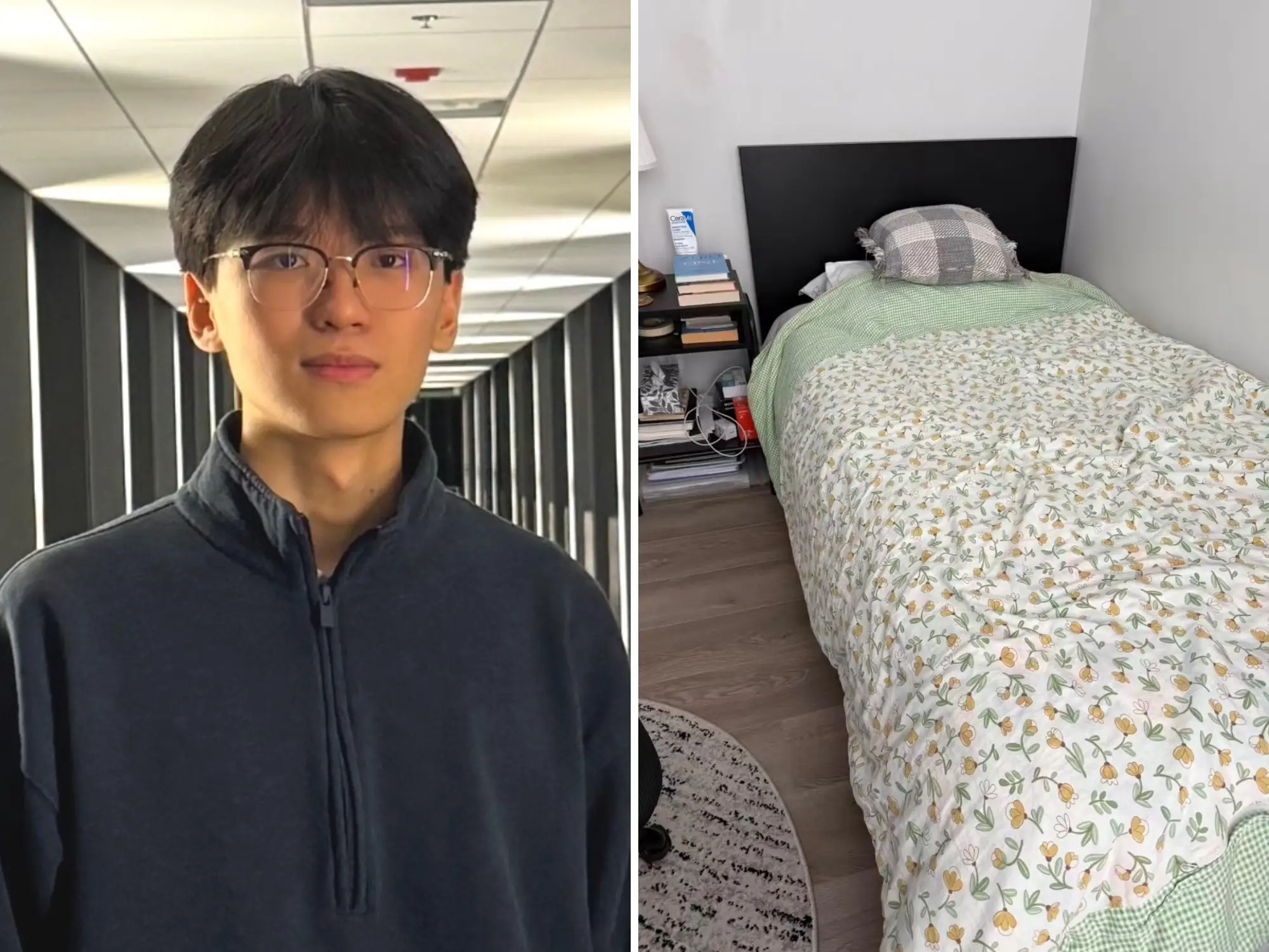 Traverse founder Lance Yan is pictured alongside his bed.