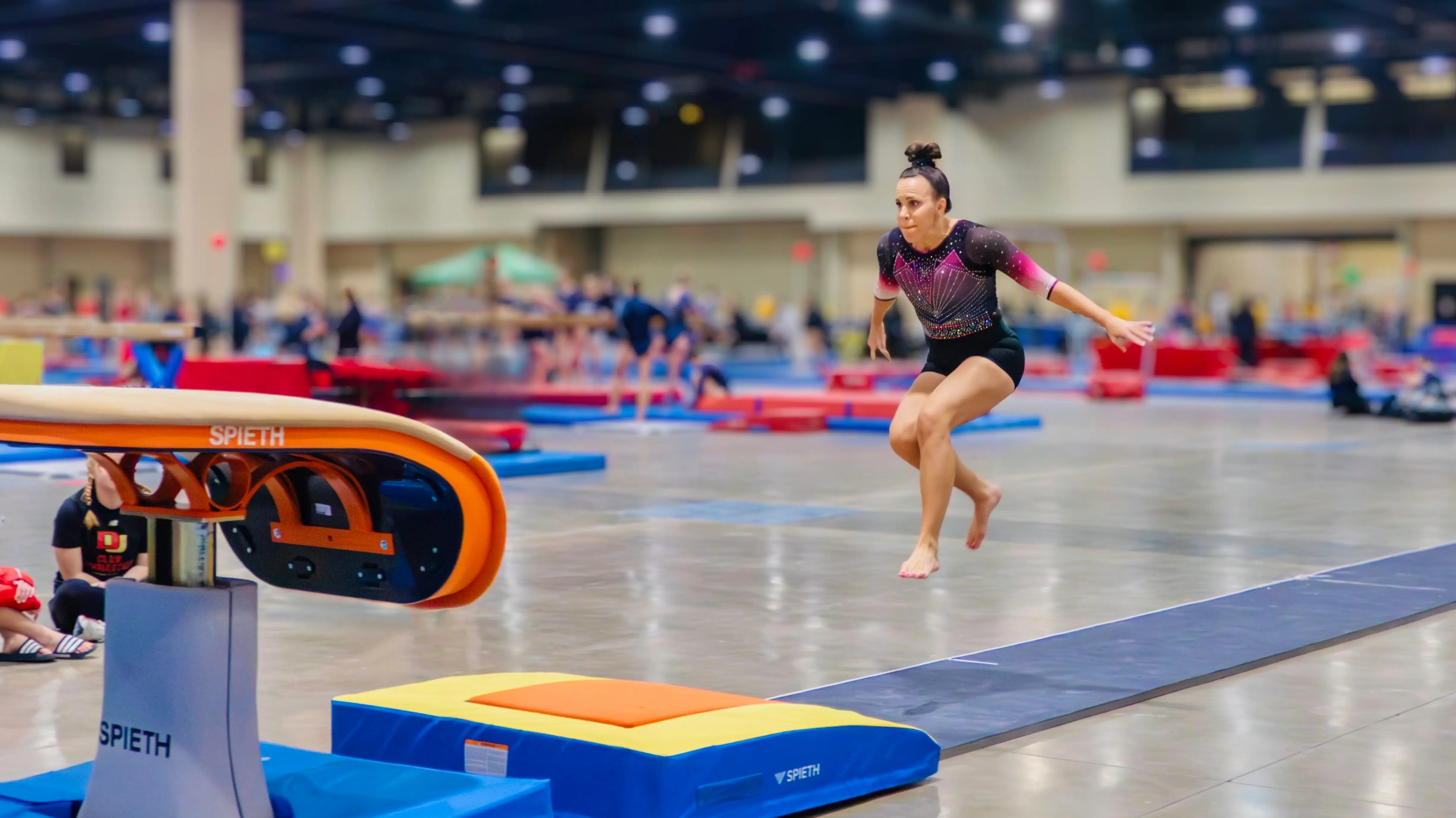 Woman running in gymnastics