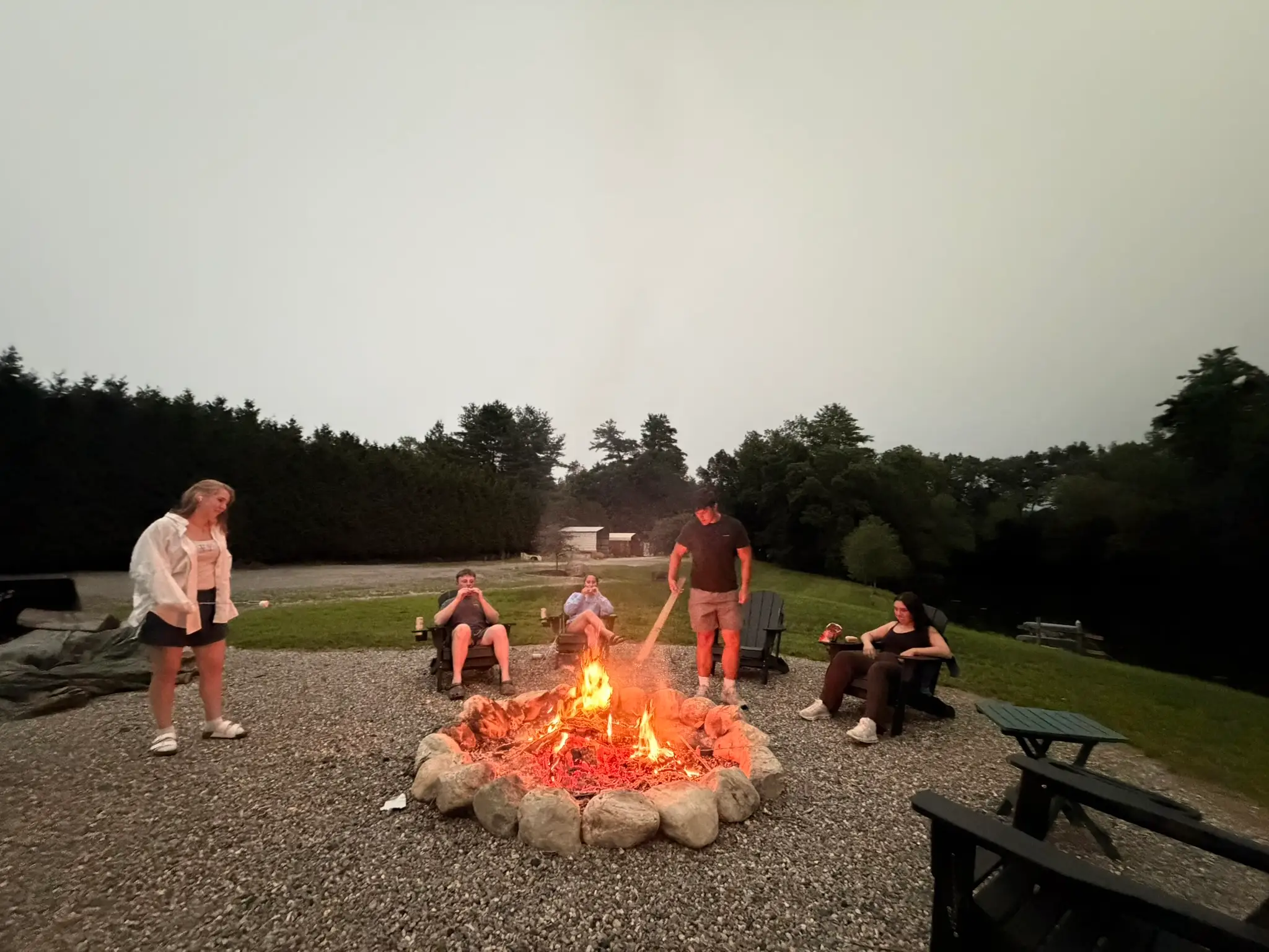 People around fire pit