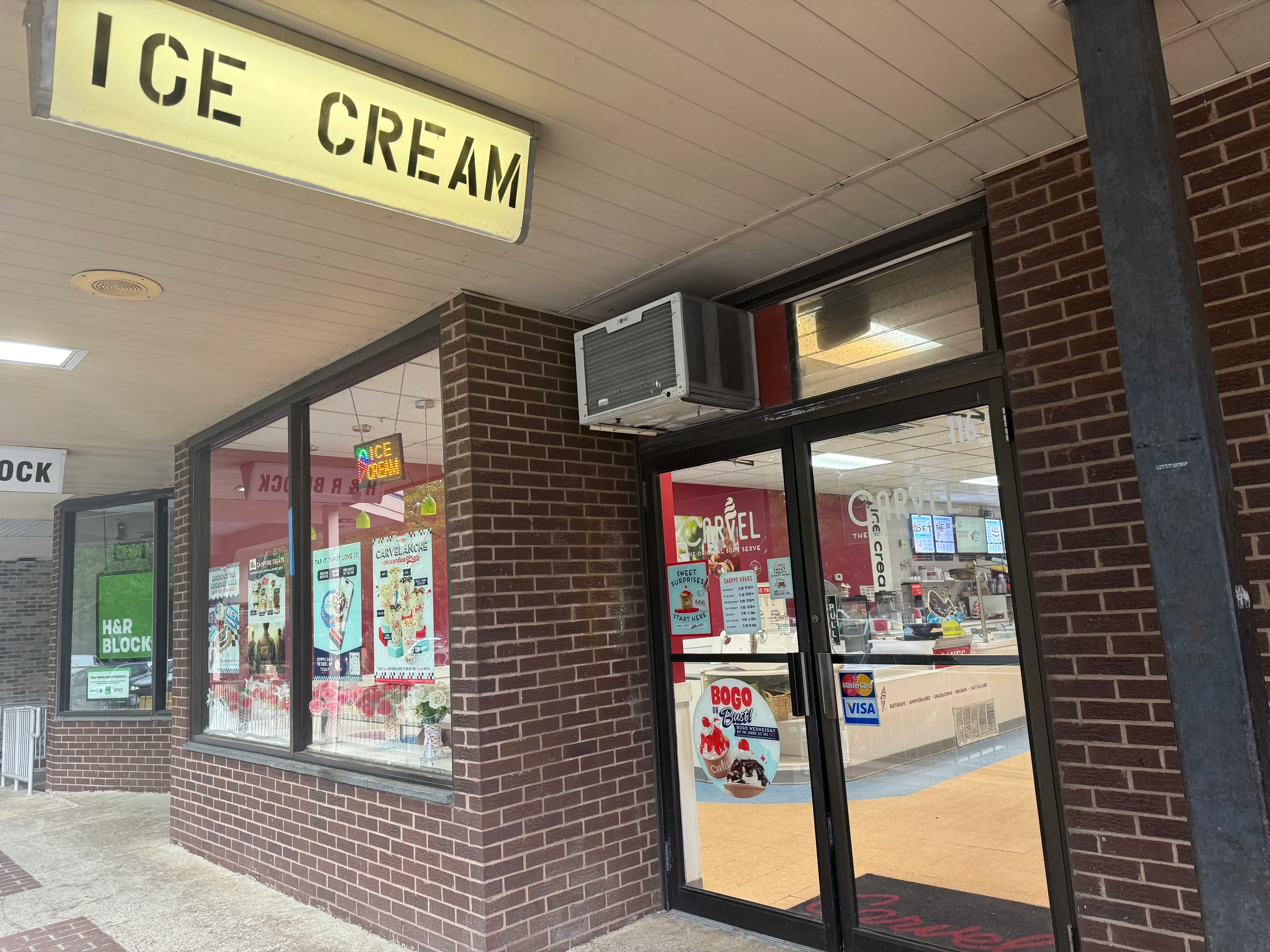 The exterior of a Carvel ice-cream shop.