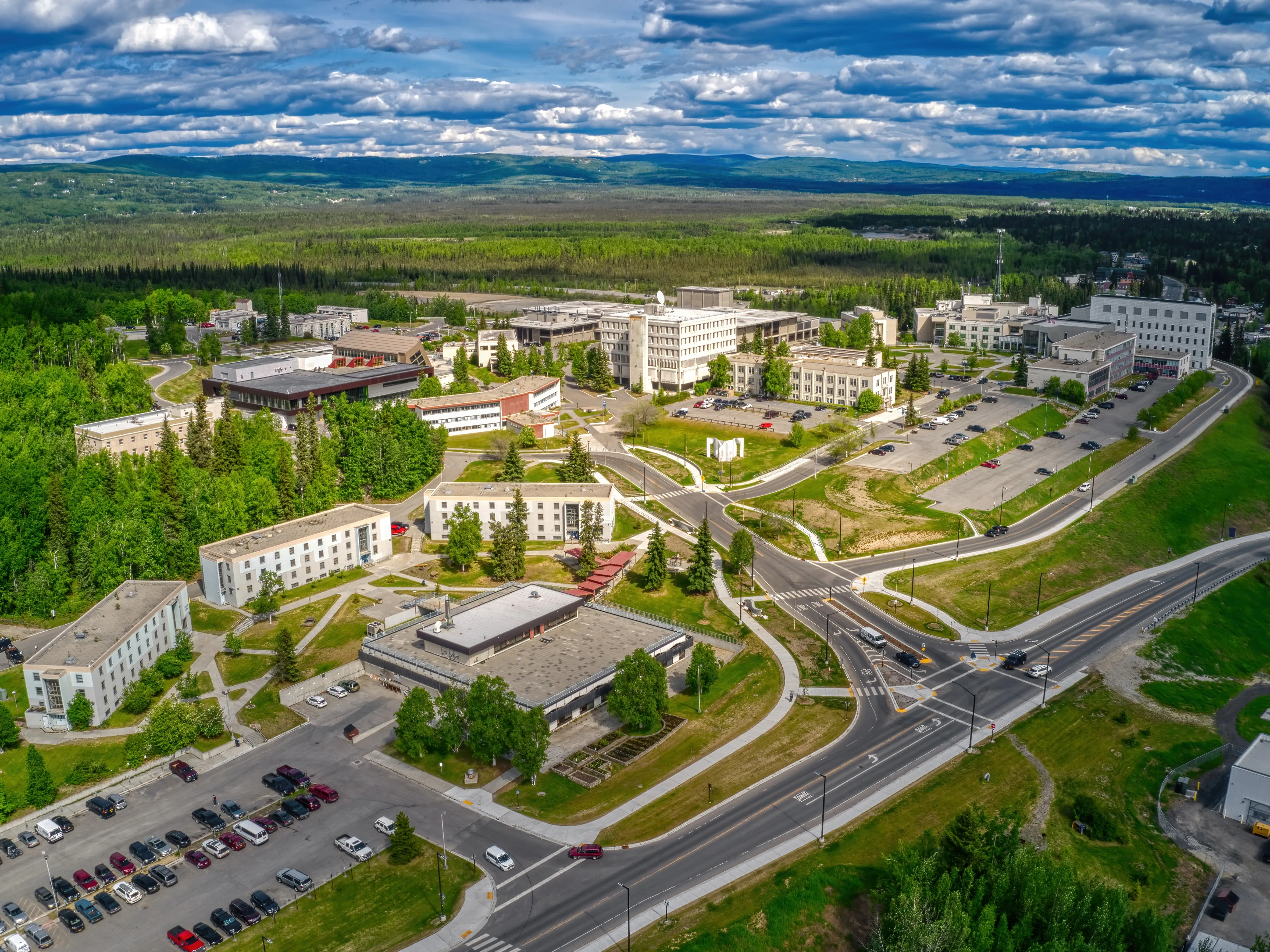 Aerial View of the State University Campus in Fairbanks, Alaska