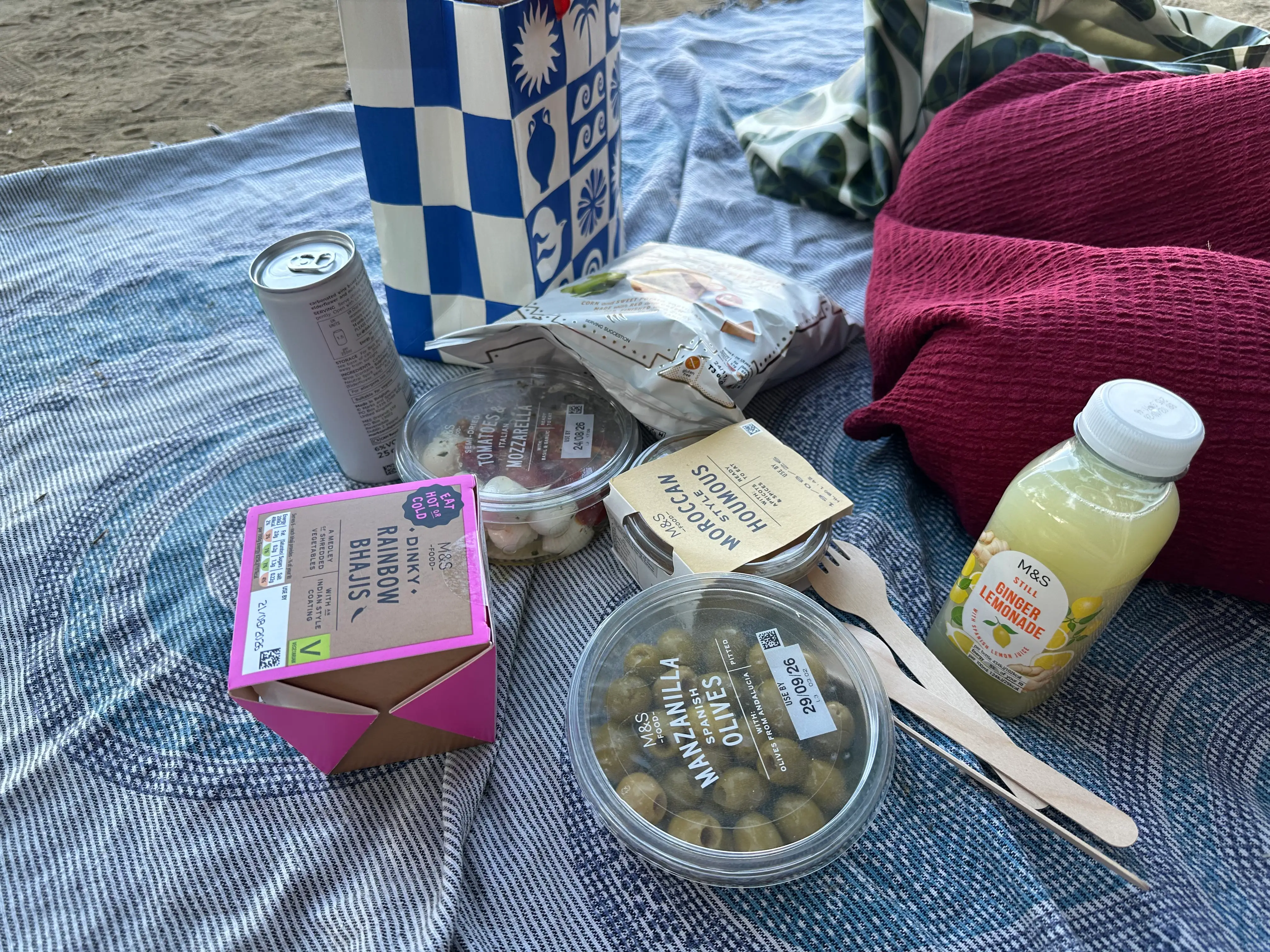 M&S picky bits on a picnic blanket.