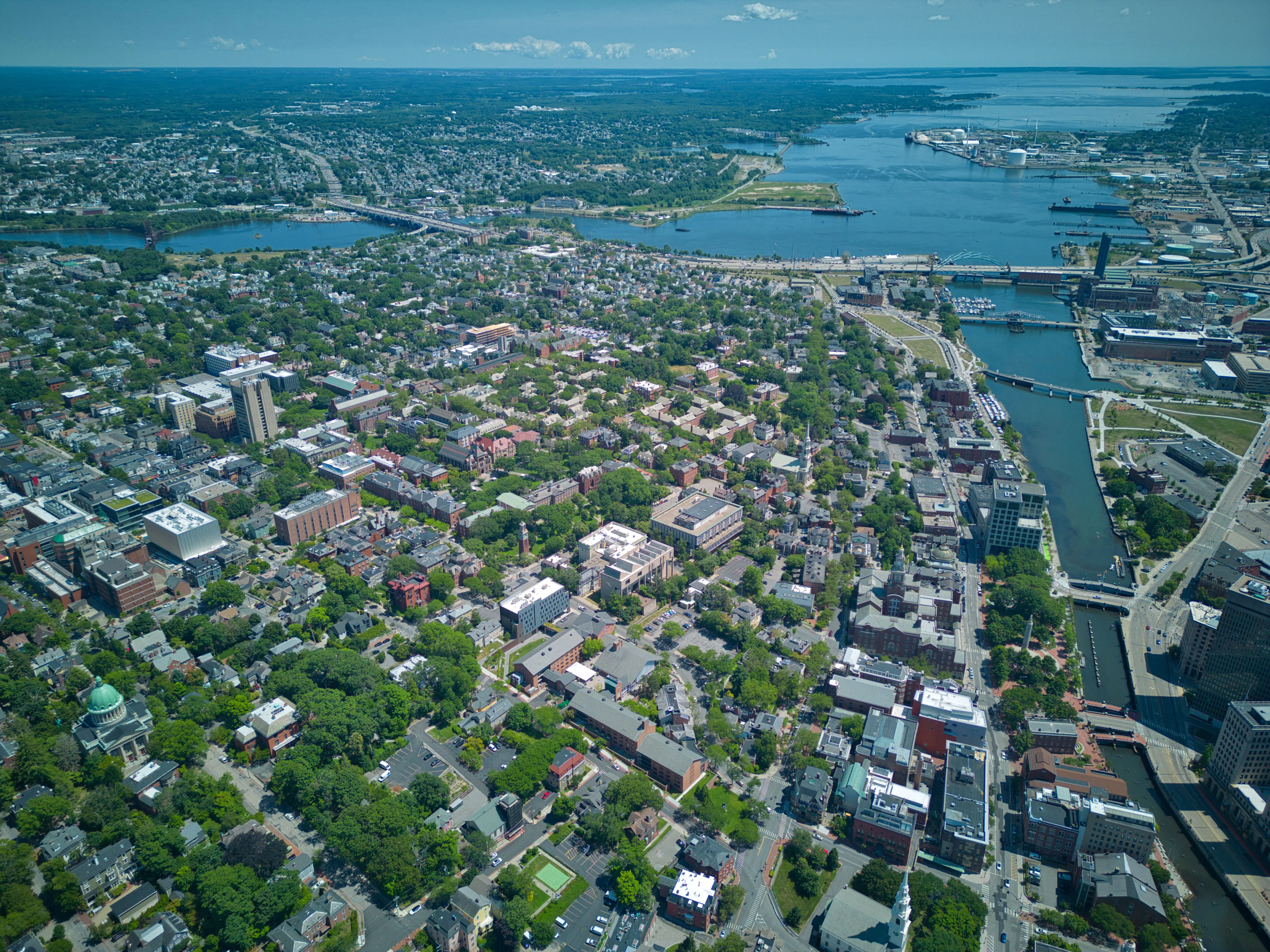 An aerial view of downtown Providence, Rhode Island RI, USA