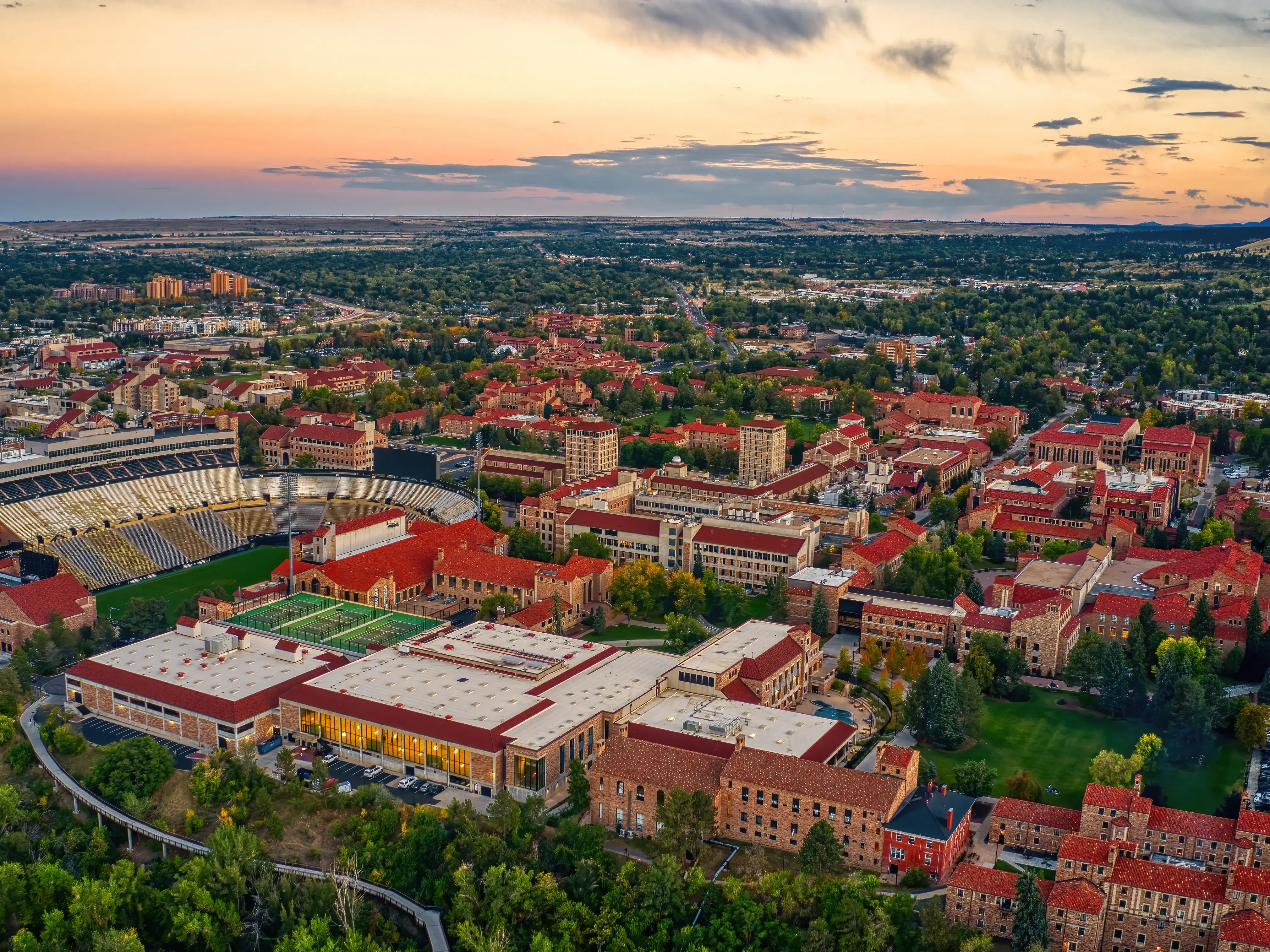 Aerial View of a Large Public University in Boulder, Colorado