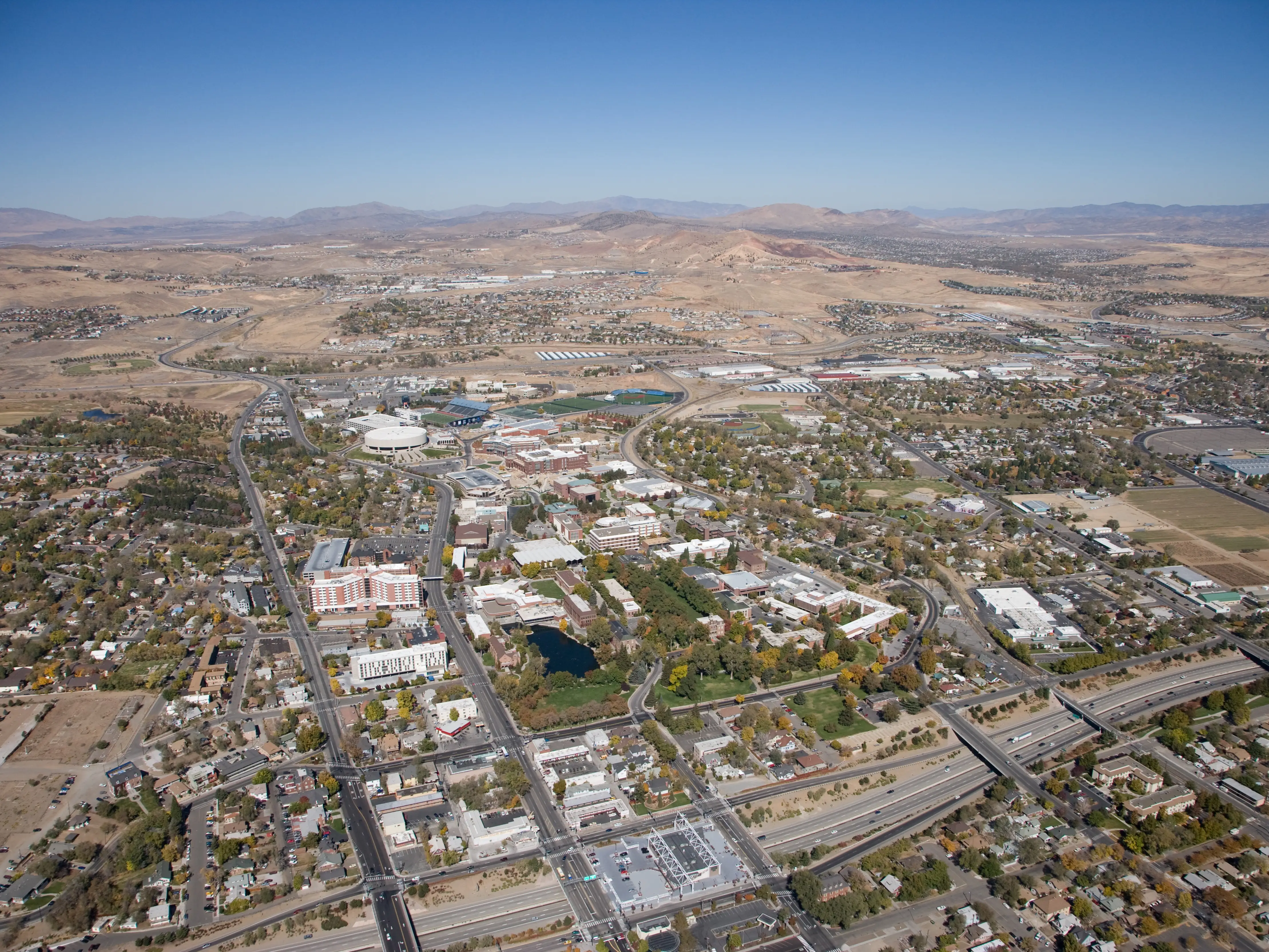 Aerial view of the University of Reno Nevada