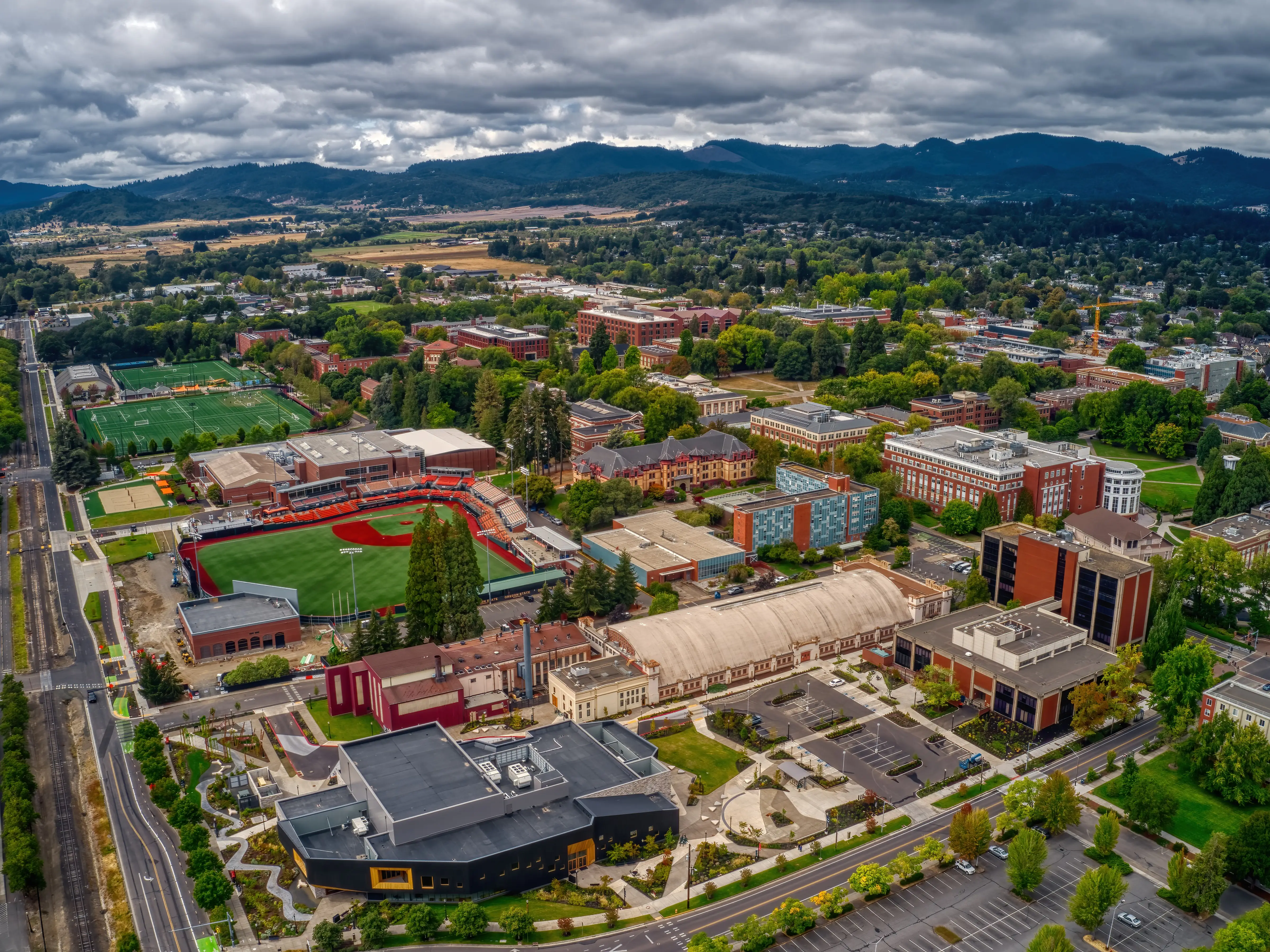 Aerial View of a large Public University in Corvallis, Oregon