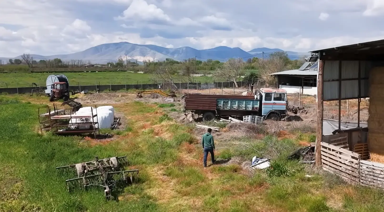 Empty animal farm in Greek because the herd was culled due to infection from sheep pox.