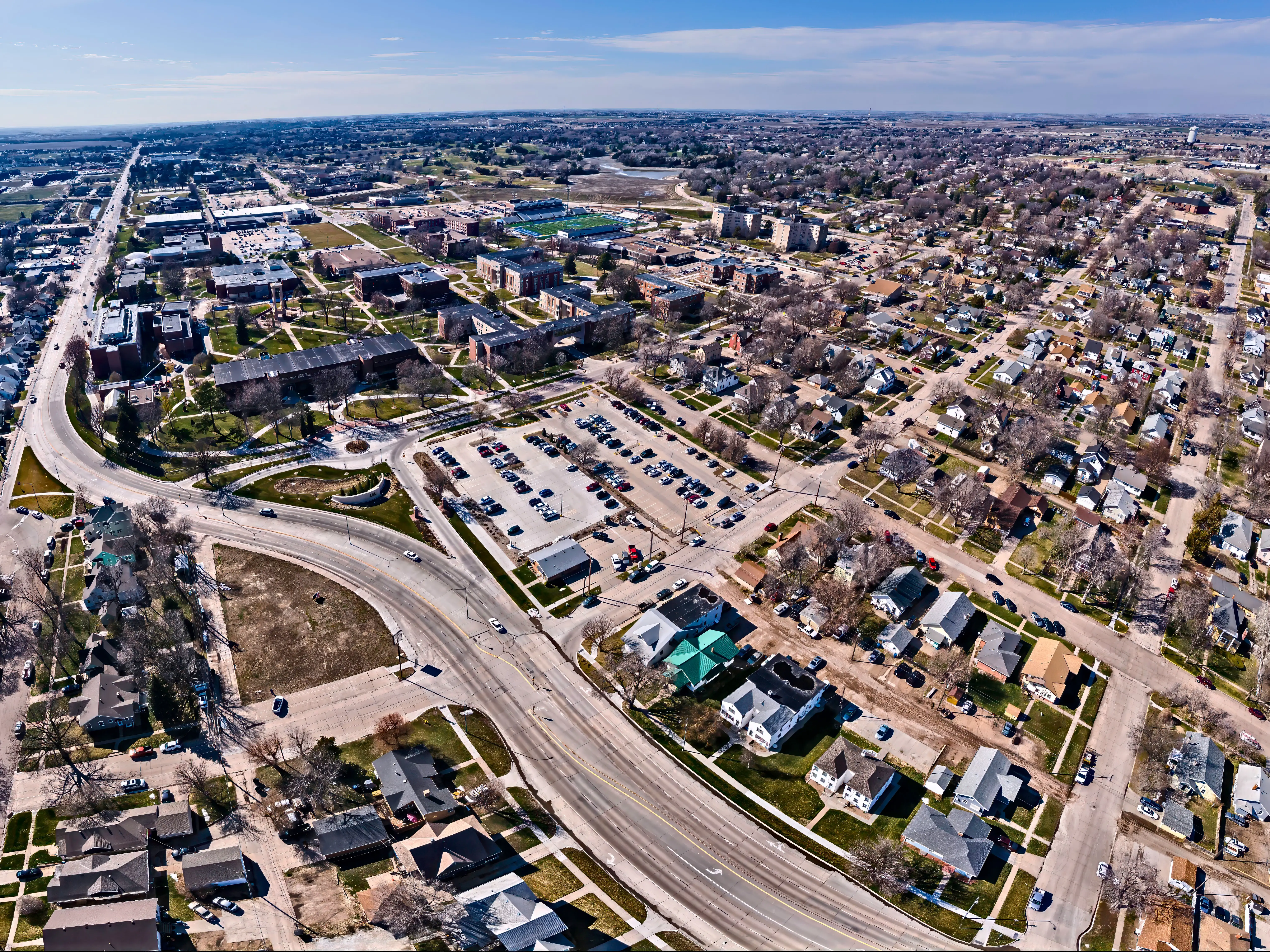 Drone view of the UNK Loper Campus in Kearney
