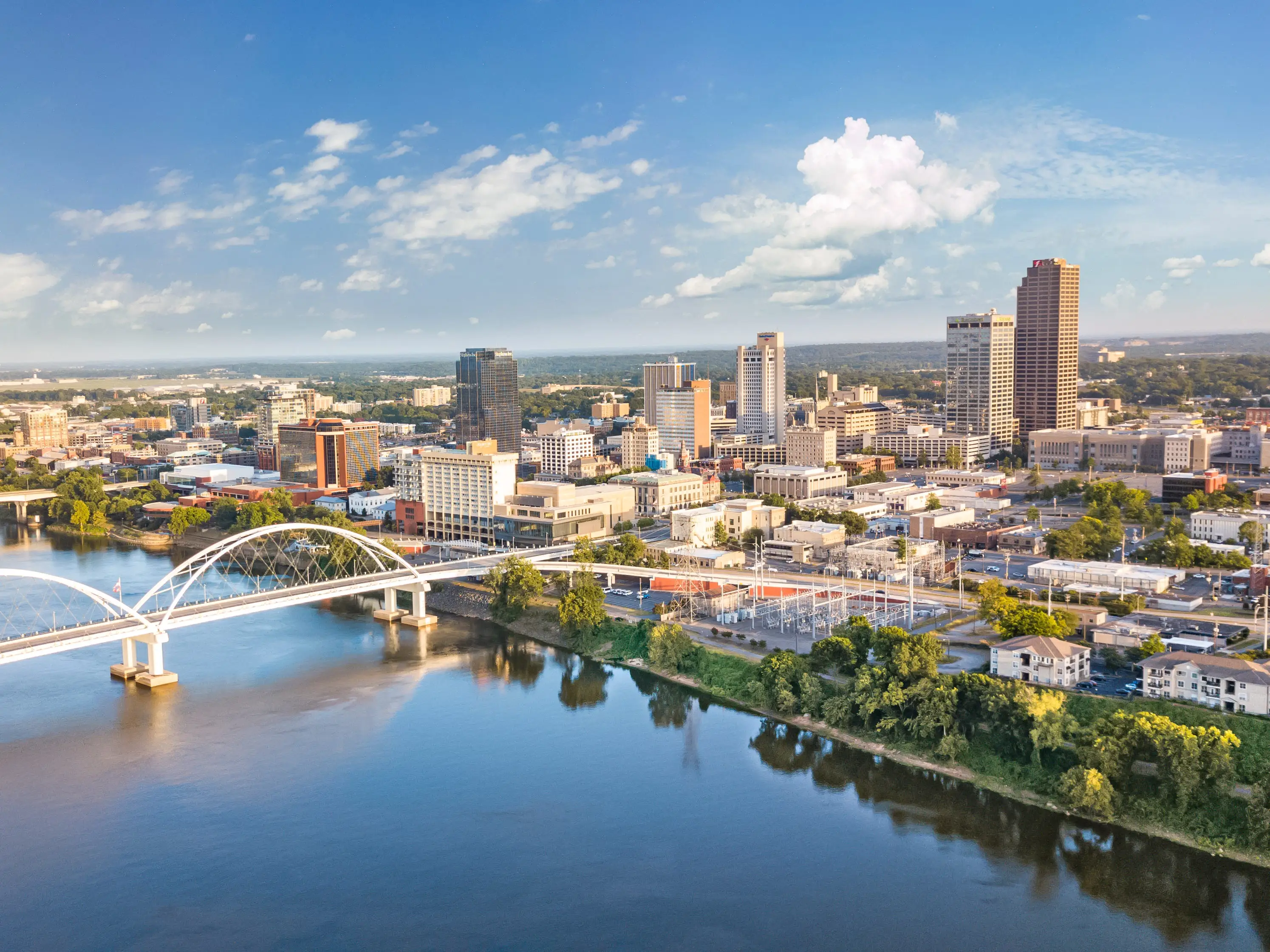 Aerial shot of downtown Little Rock, Arkansas.