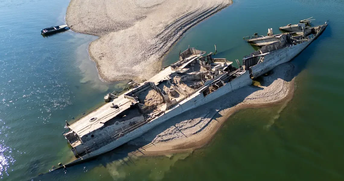 See the long-lost relics unearthed by Europe’s drying rivers amid the summer heat wave