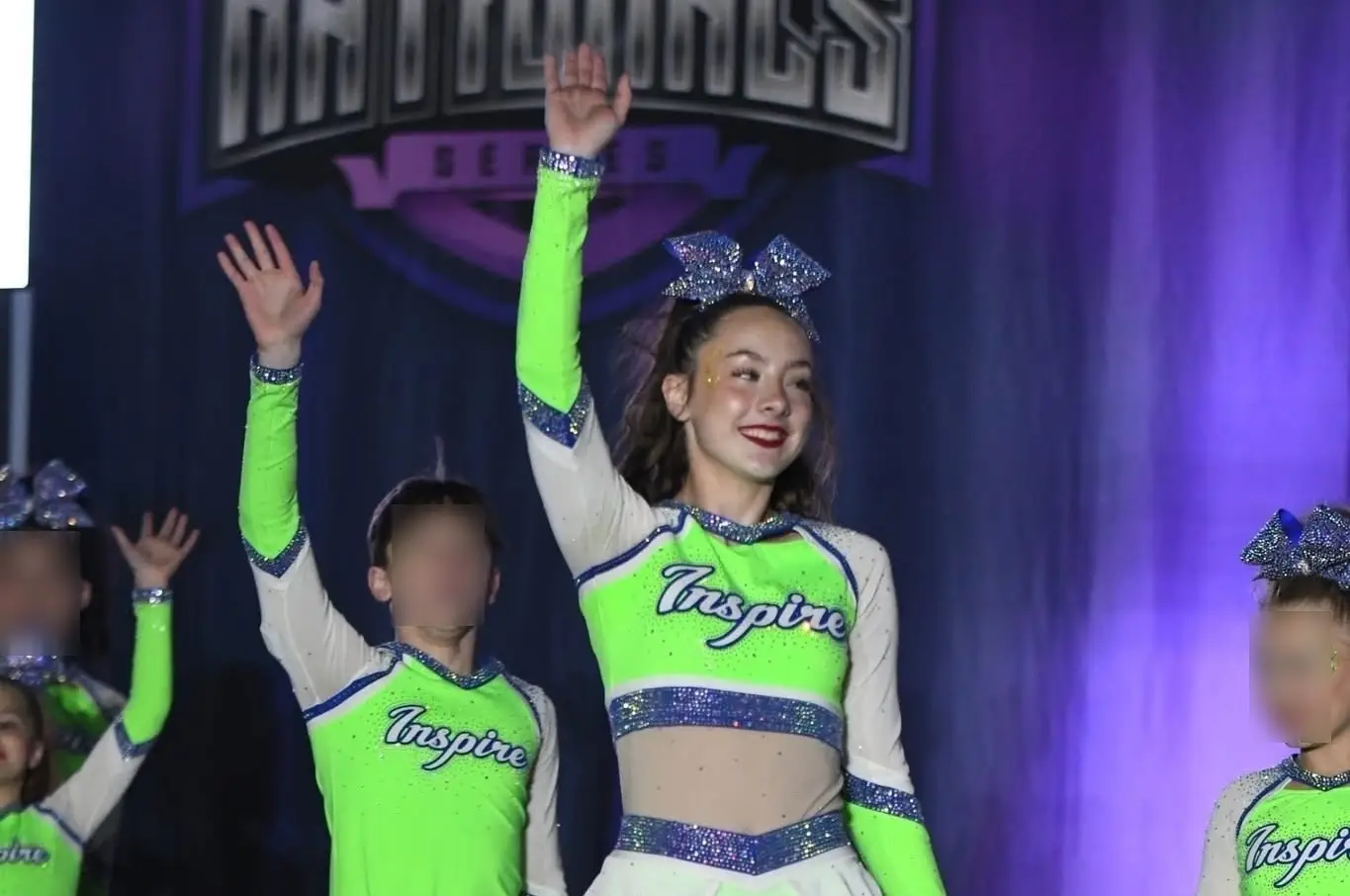 The author's daughter at a cheer competition.