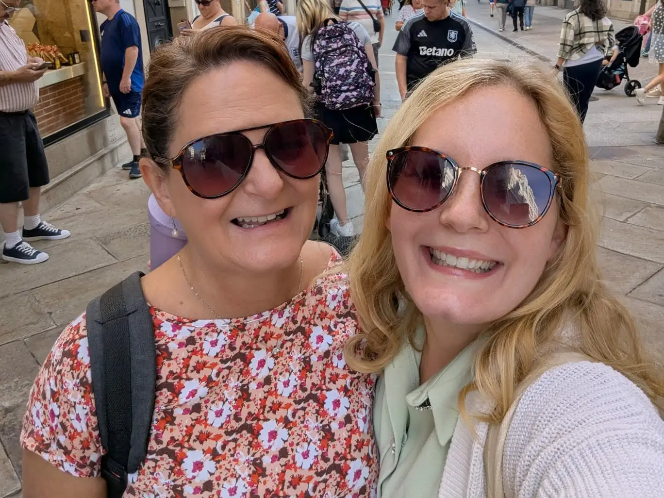 Two women in Spain posing for photo