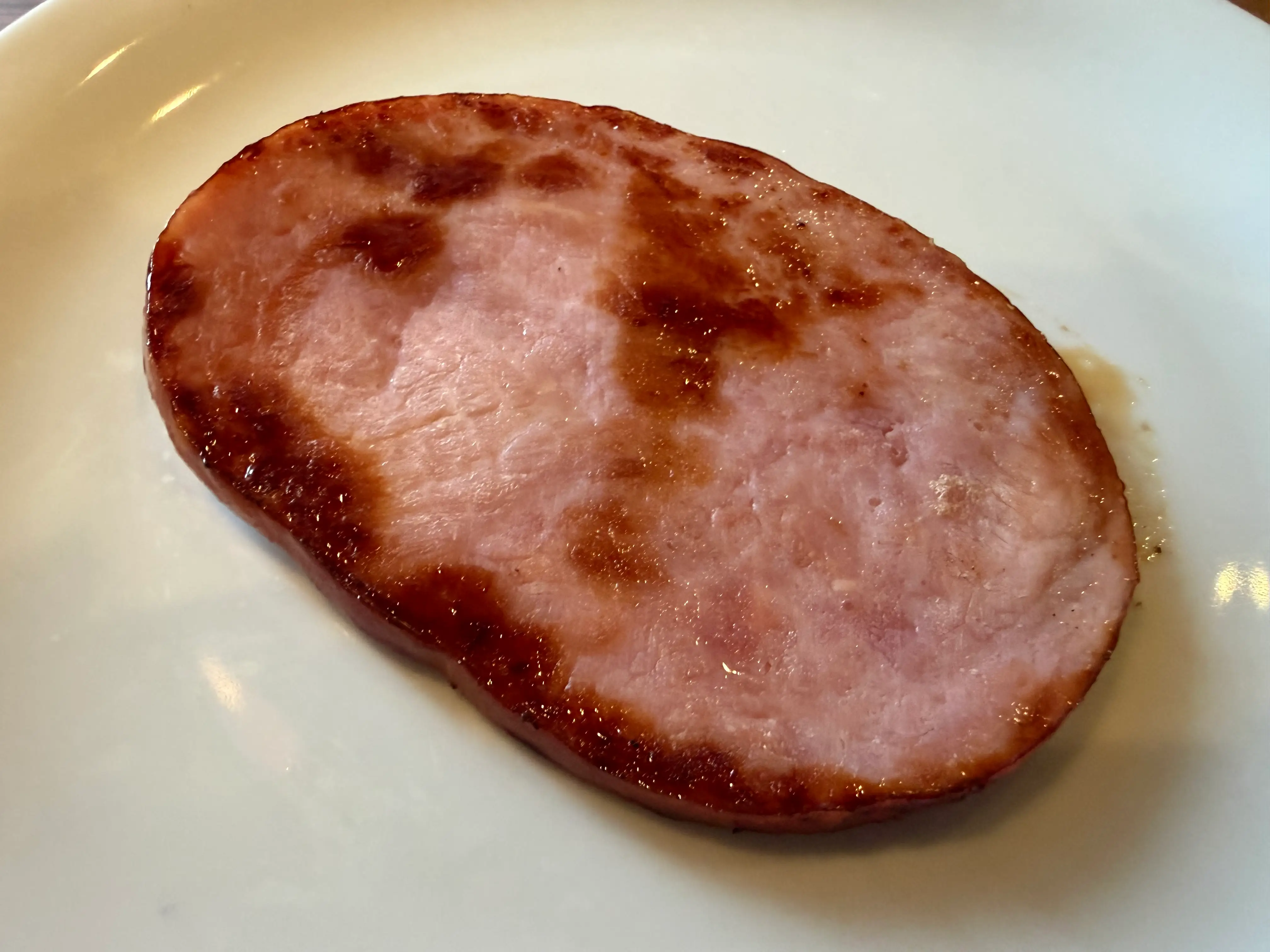 piece of ham on plate