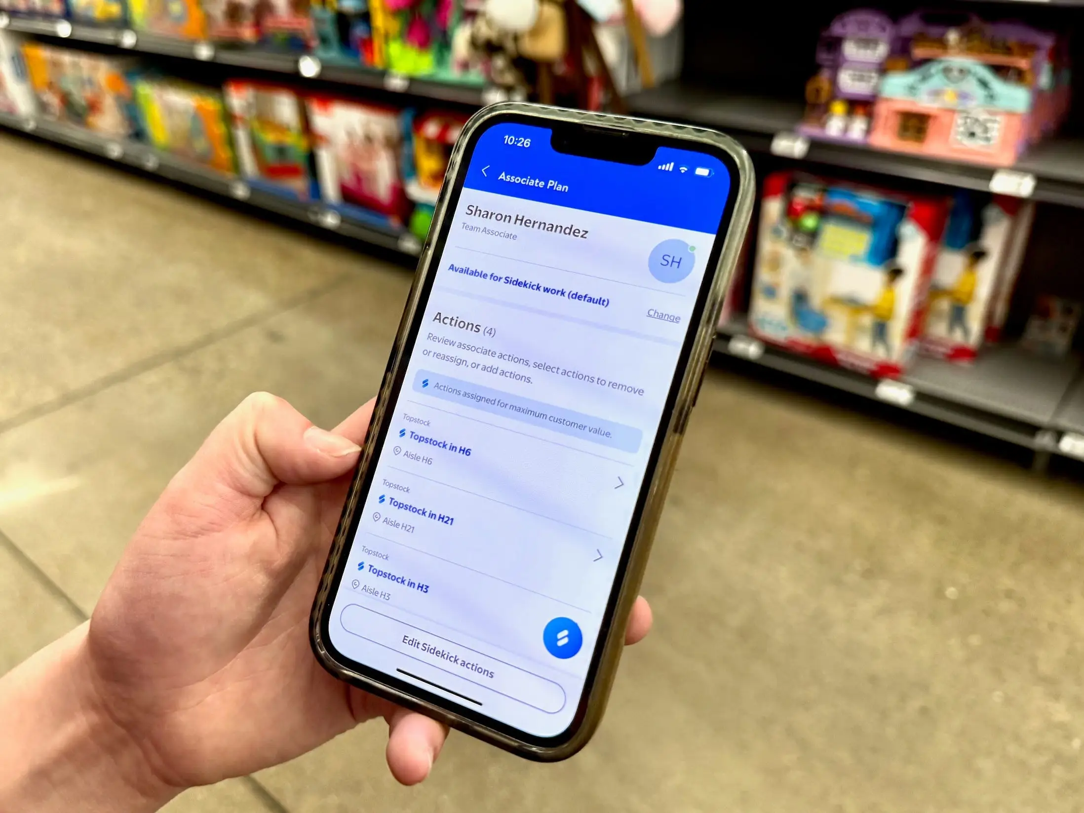 Walmart uses AI assistants like Sidekick to assign tasks and targets for employees.