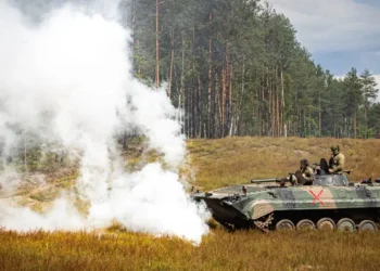 Western forces are role-playing as Russia in training, attacking Ukrainian troops with tanks, ATVs, and motorcycles