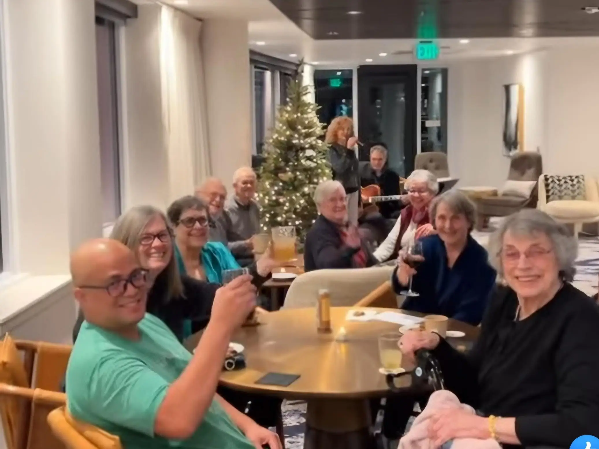A group of people in a lounge bar