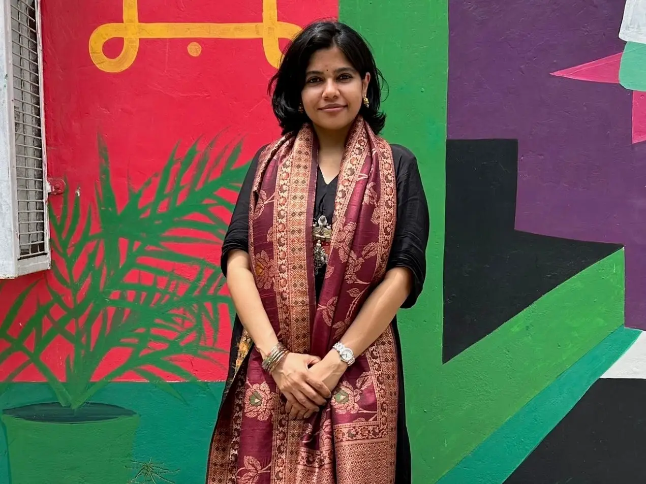 Shreya Mishra Reddy is wearing Indian cultural attire.