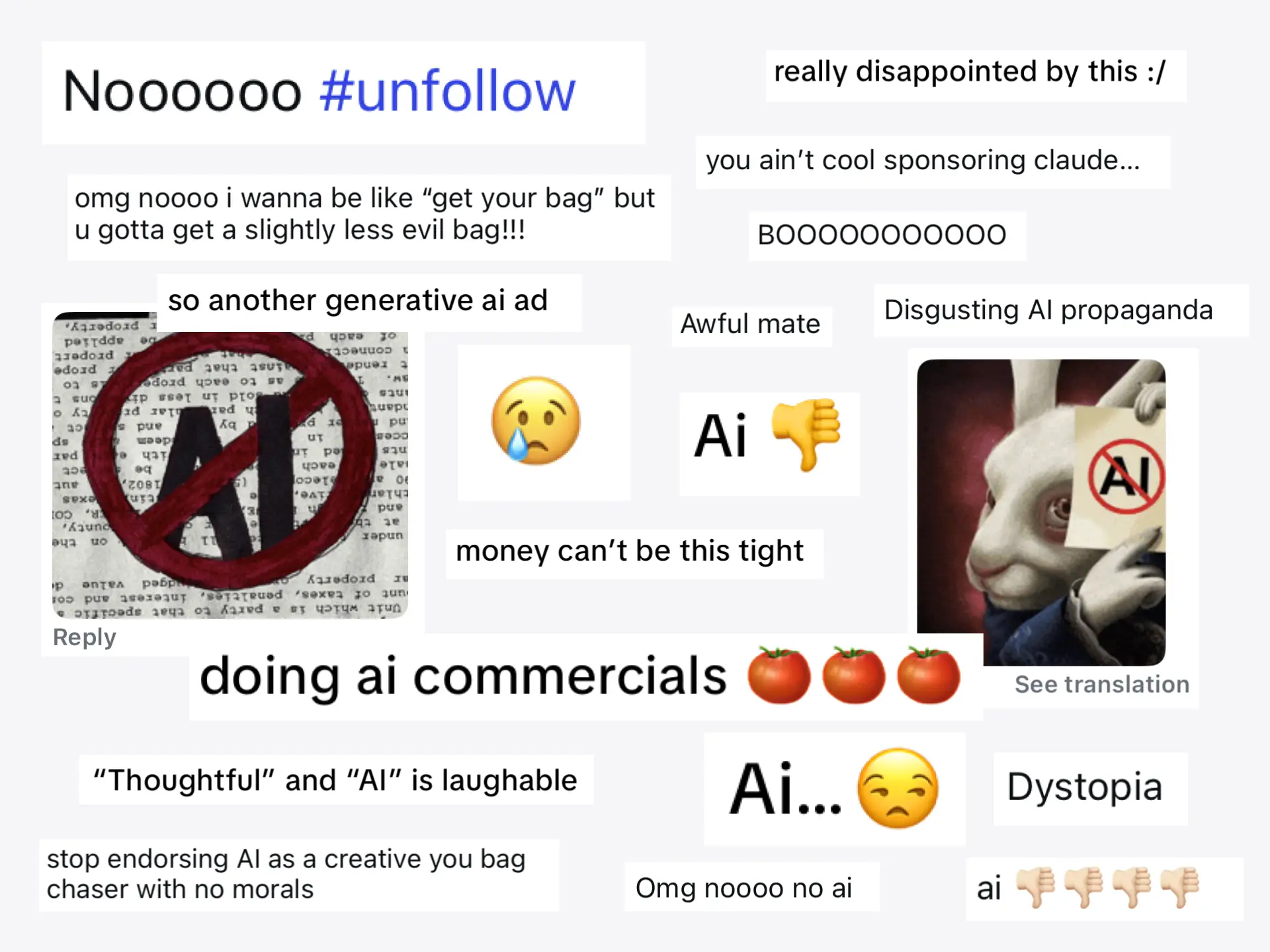 Comments from social media posts about Ai