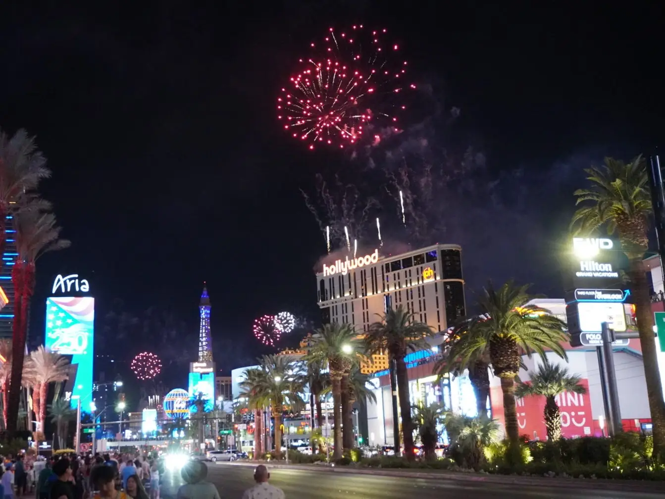 Fireworks over the Las Vegas strip.