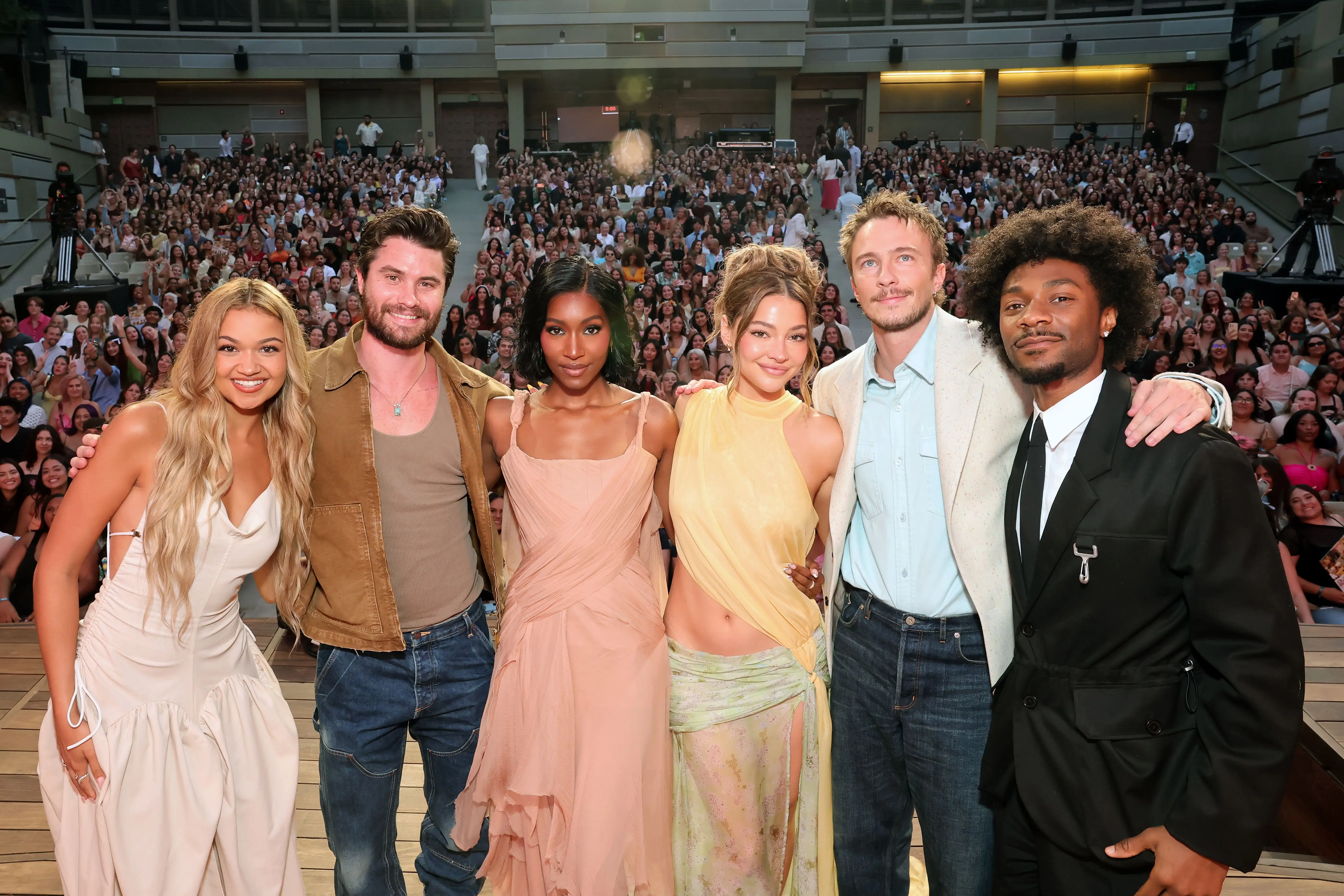 adison Bailey, Chase Stokes, Carlacia Grant, Madelyn Cline, Drew Starkey and Jonathan Daviss attend Pogues For Life: A Fan Farewell with the Cast of Outer Banks at The Ford on August 15, 2026 in Los Angeles, California.