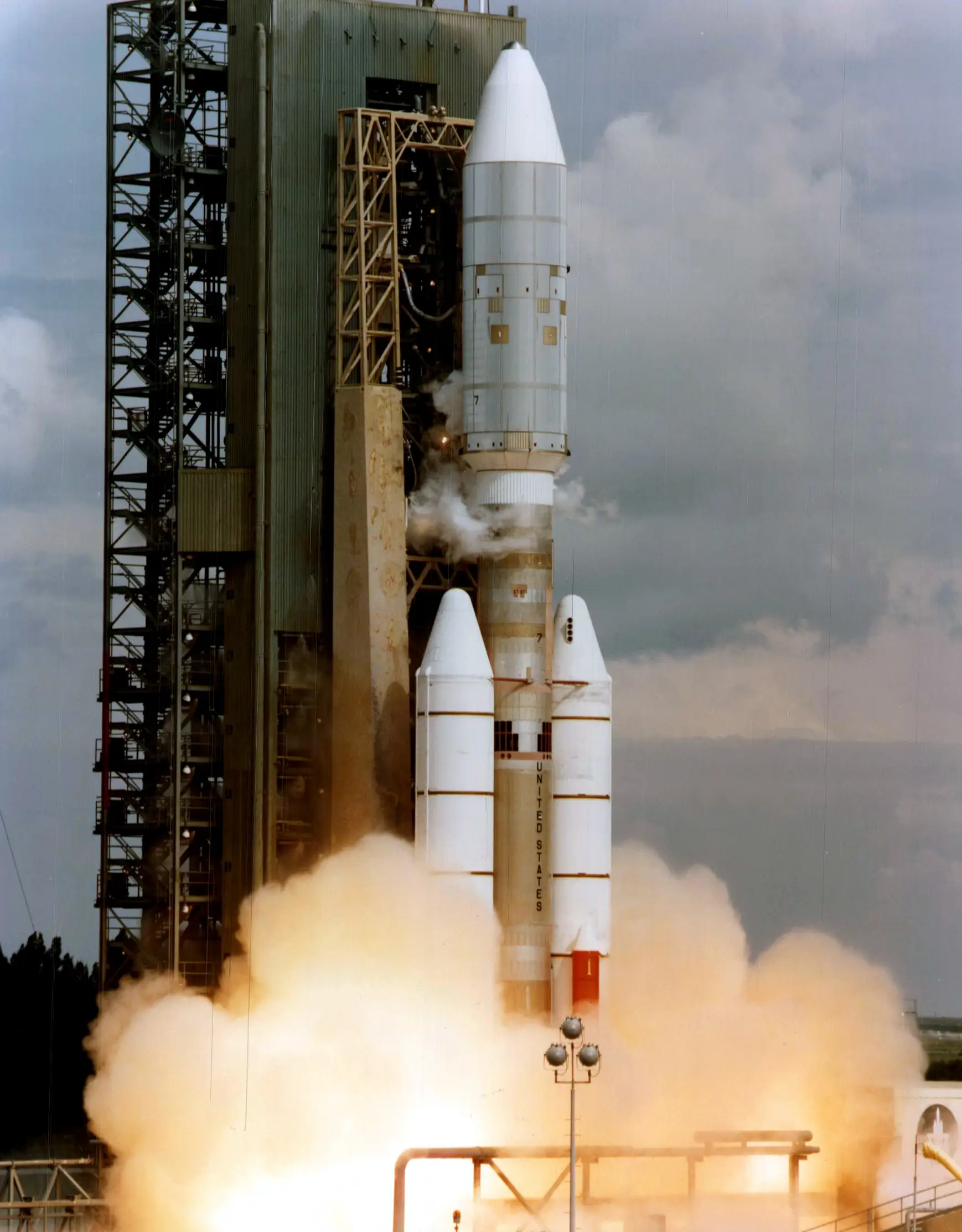 A rocket launches.