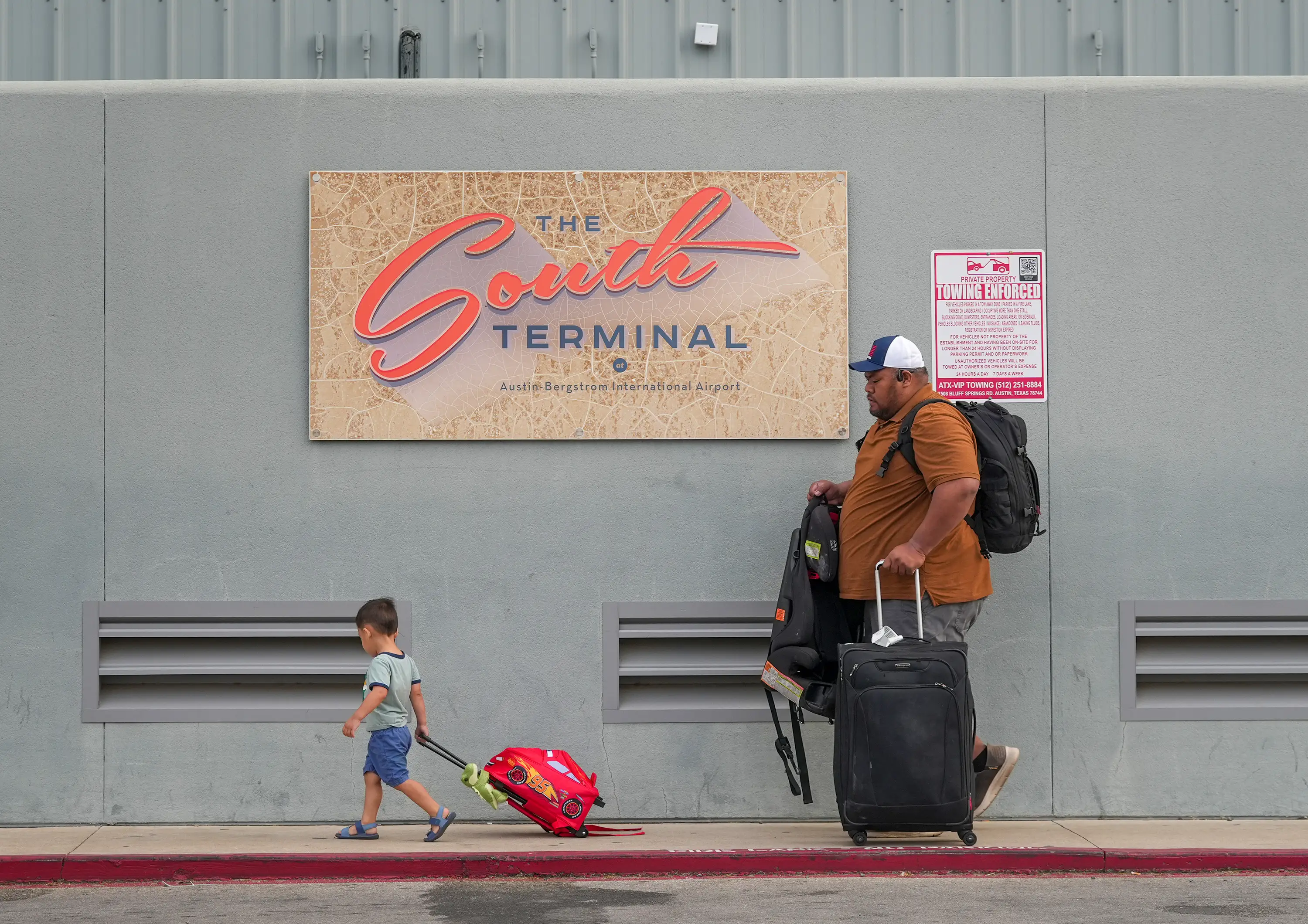 Passengers arrive at the South Terminal at Austin-Bergstrom International Airport