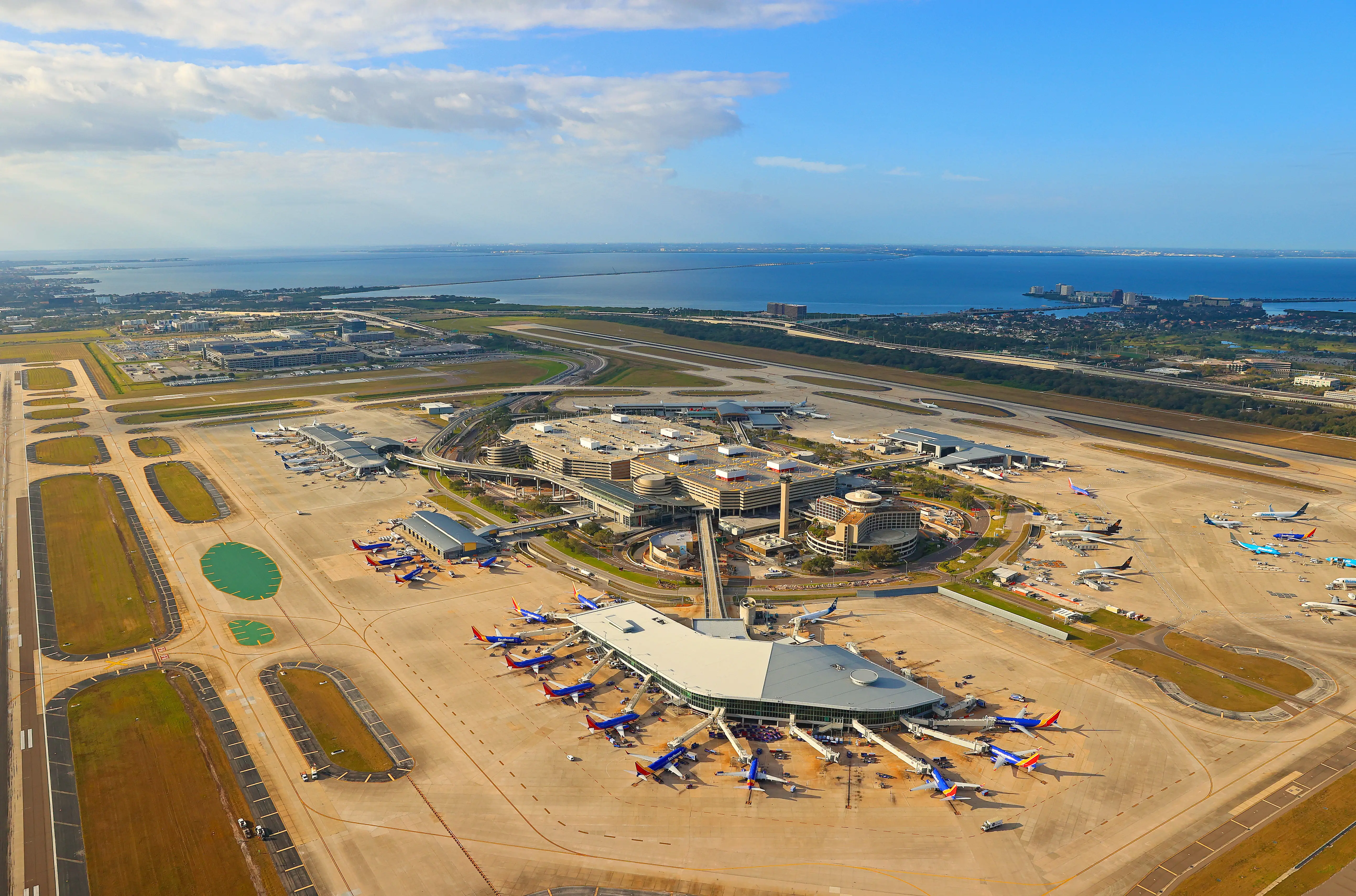 An aerial view of Tampa International Airport.
