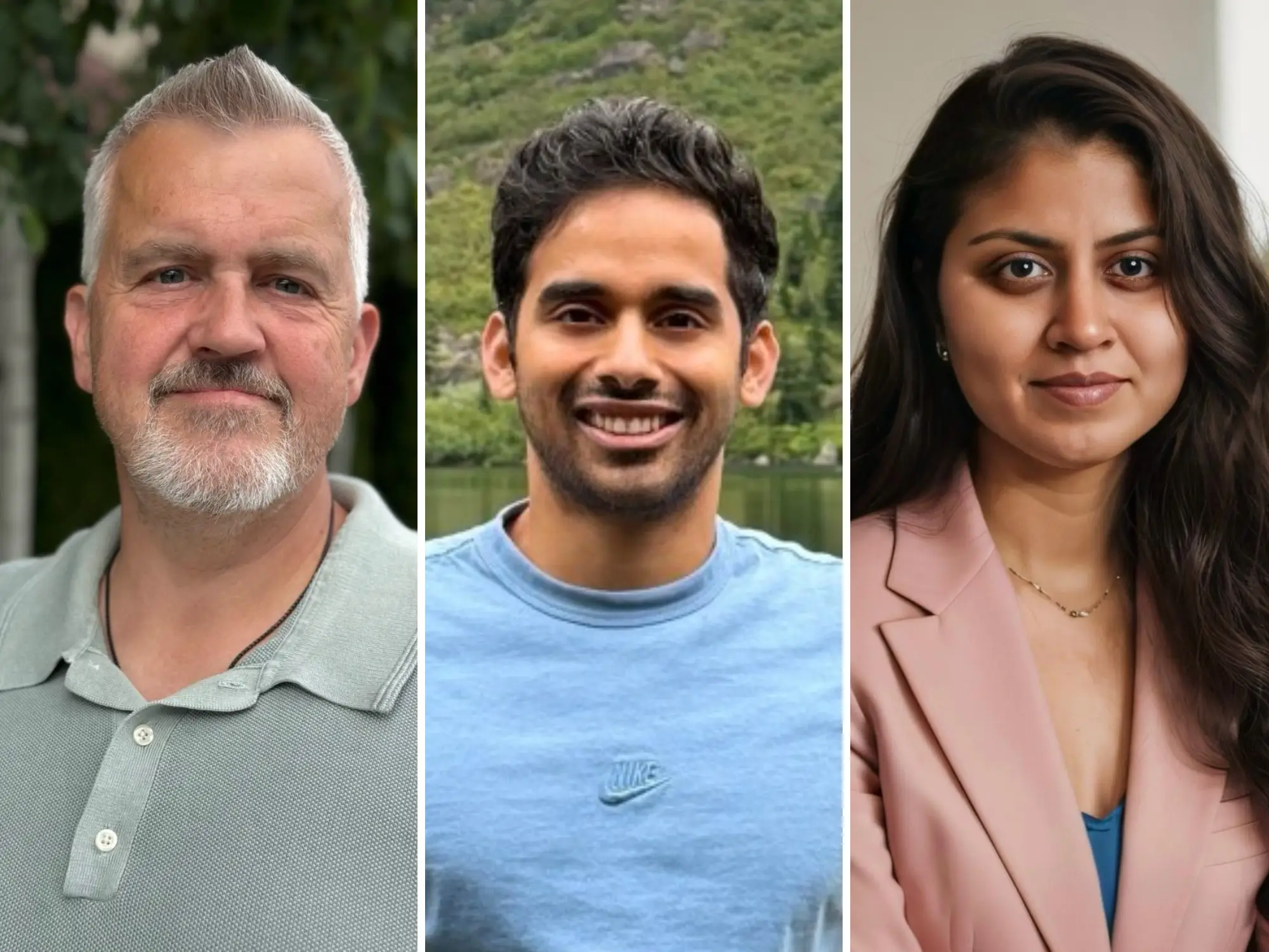 Mike Kostersitz (left), Abhinav Bohra (center), and Sneja Shah (right)