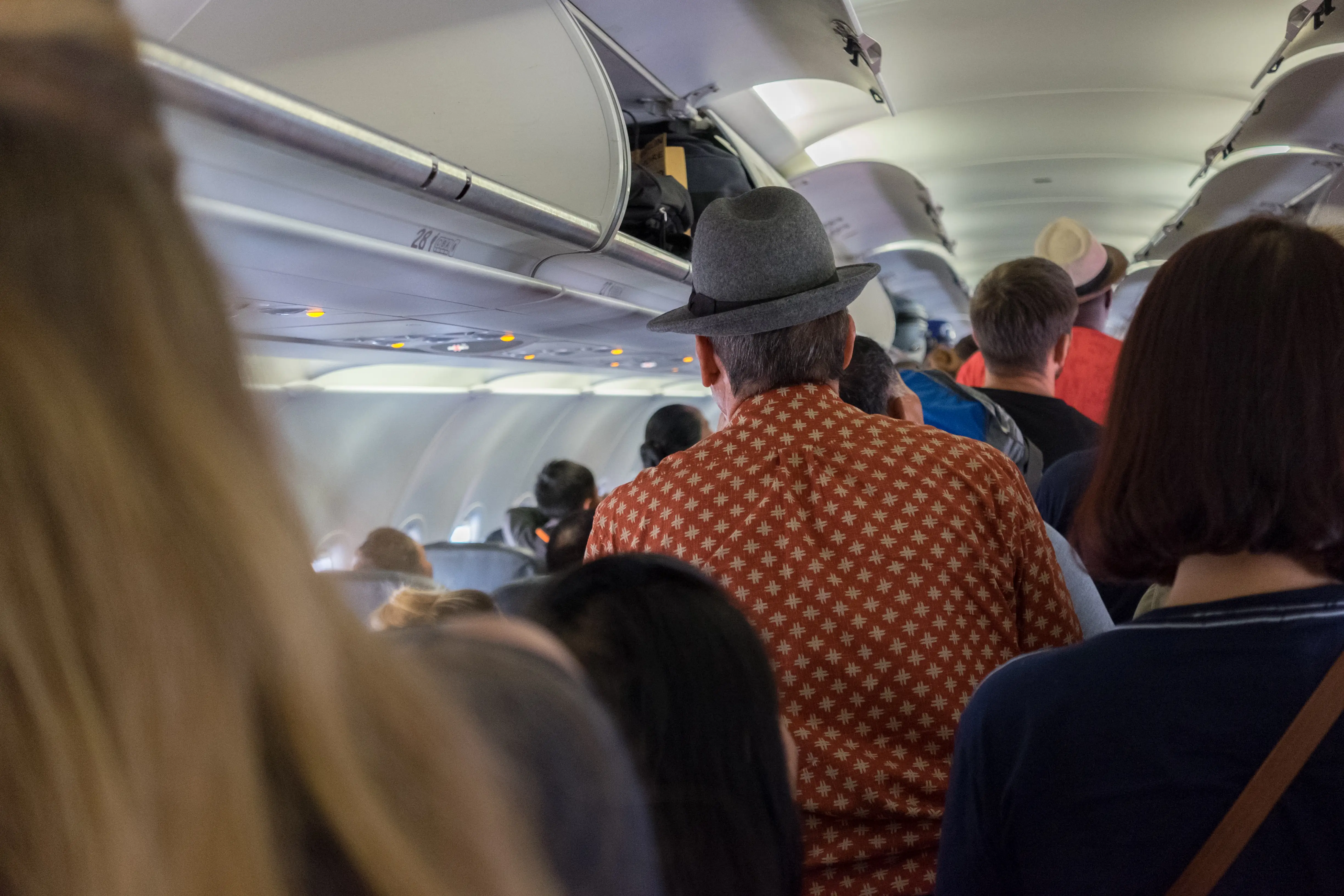 People getting off a flight.