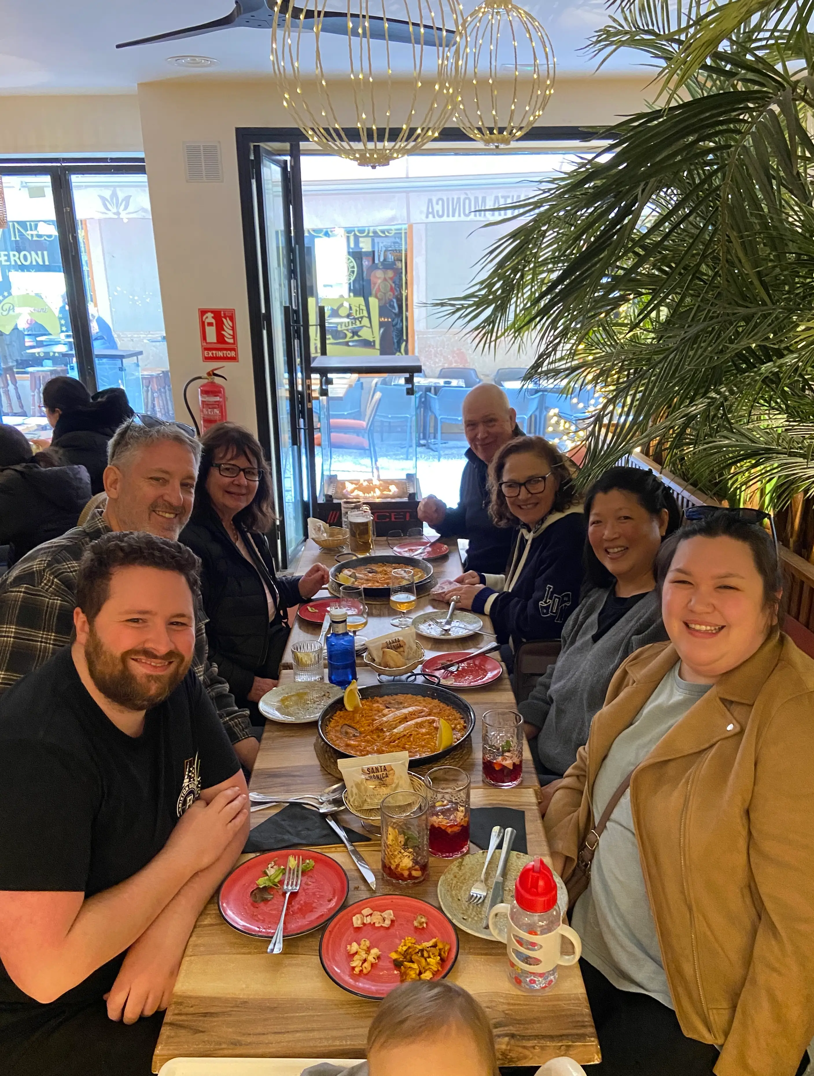 The author and her family at lunch in Spain.