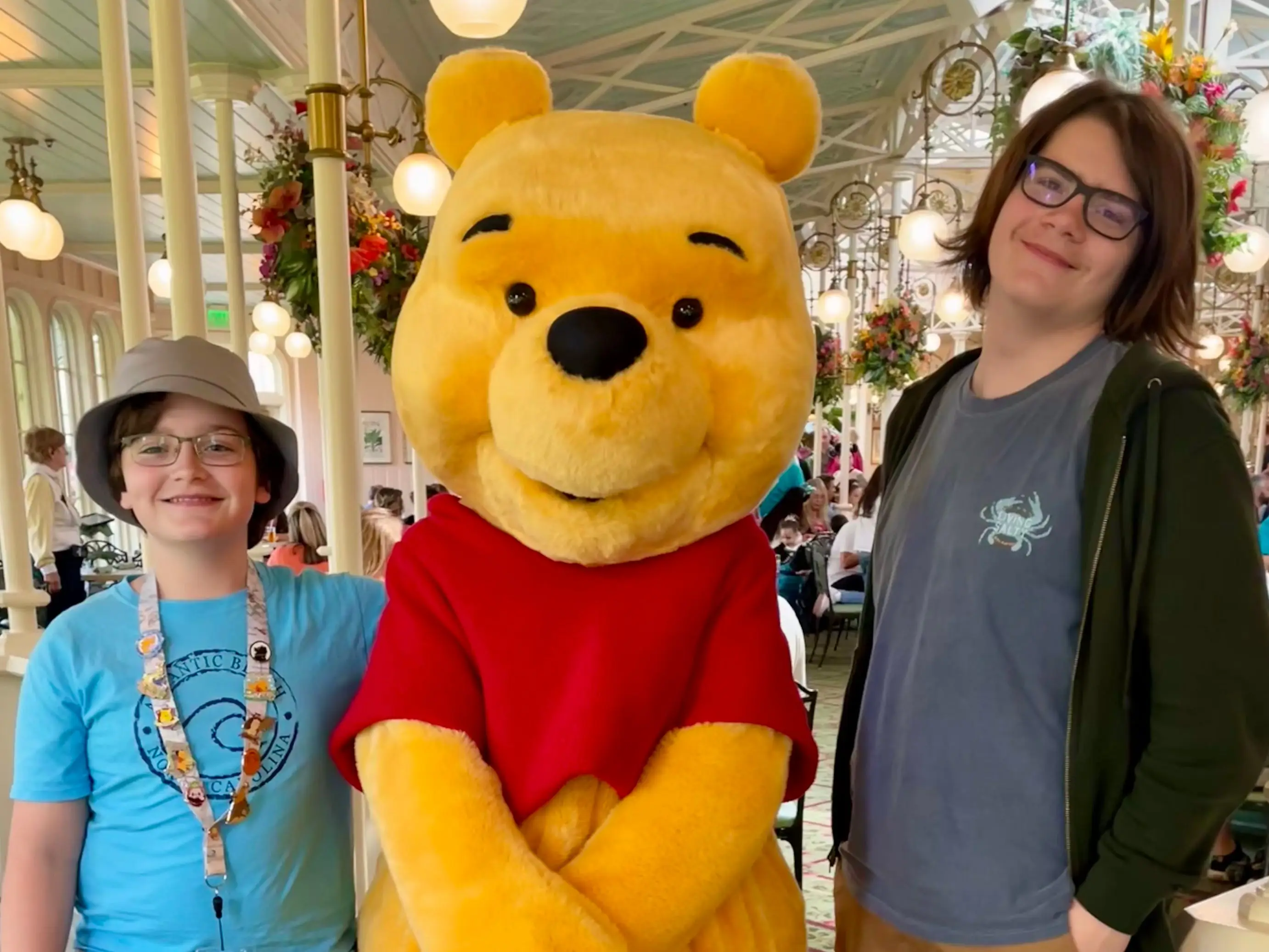 the author's sons with Winnie the Pooh