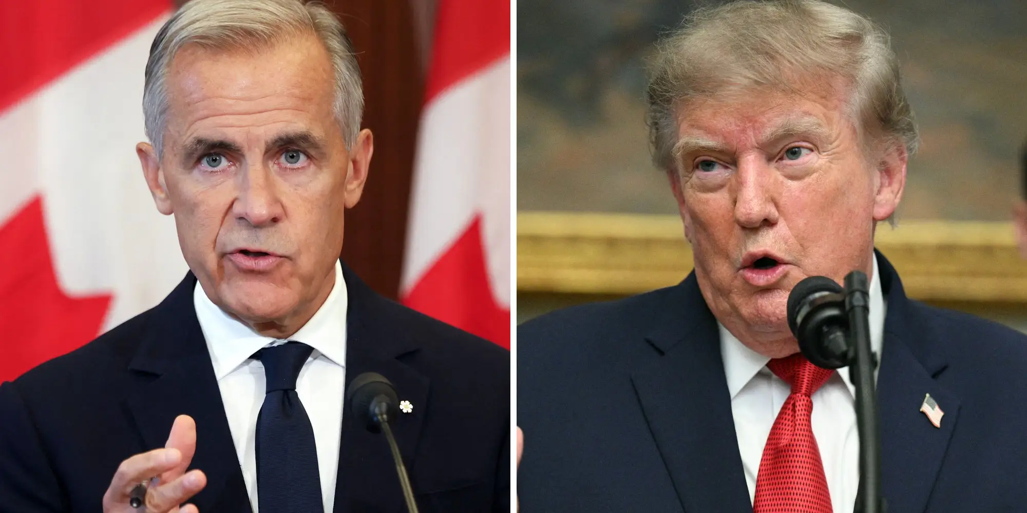 A photo composite of Canadian Prime Minister Mark Carney and President Donald Trump