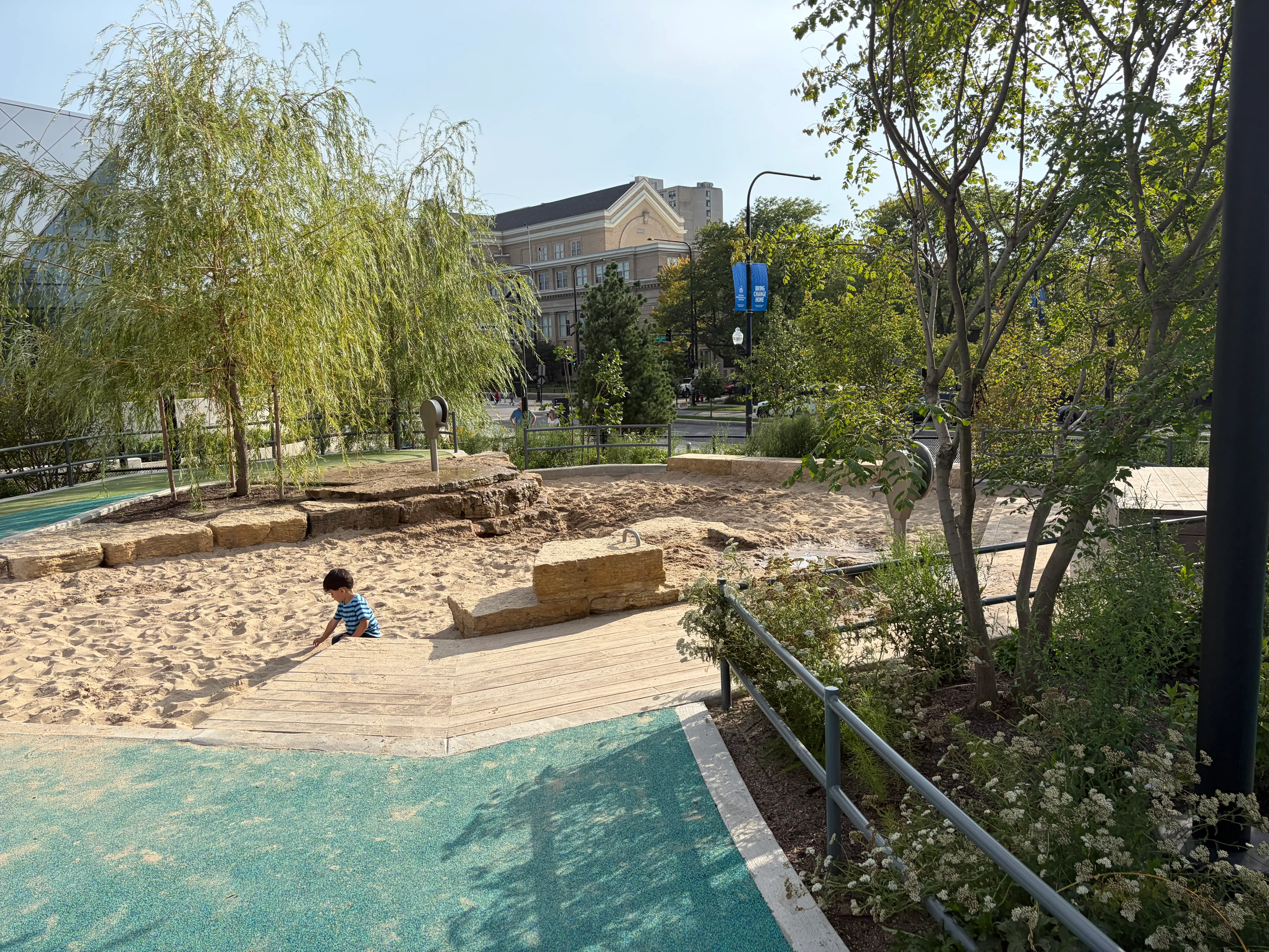 The sandbox within the playground at the Obama Presidential Library campus in Chicago.