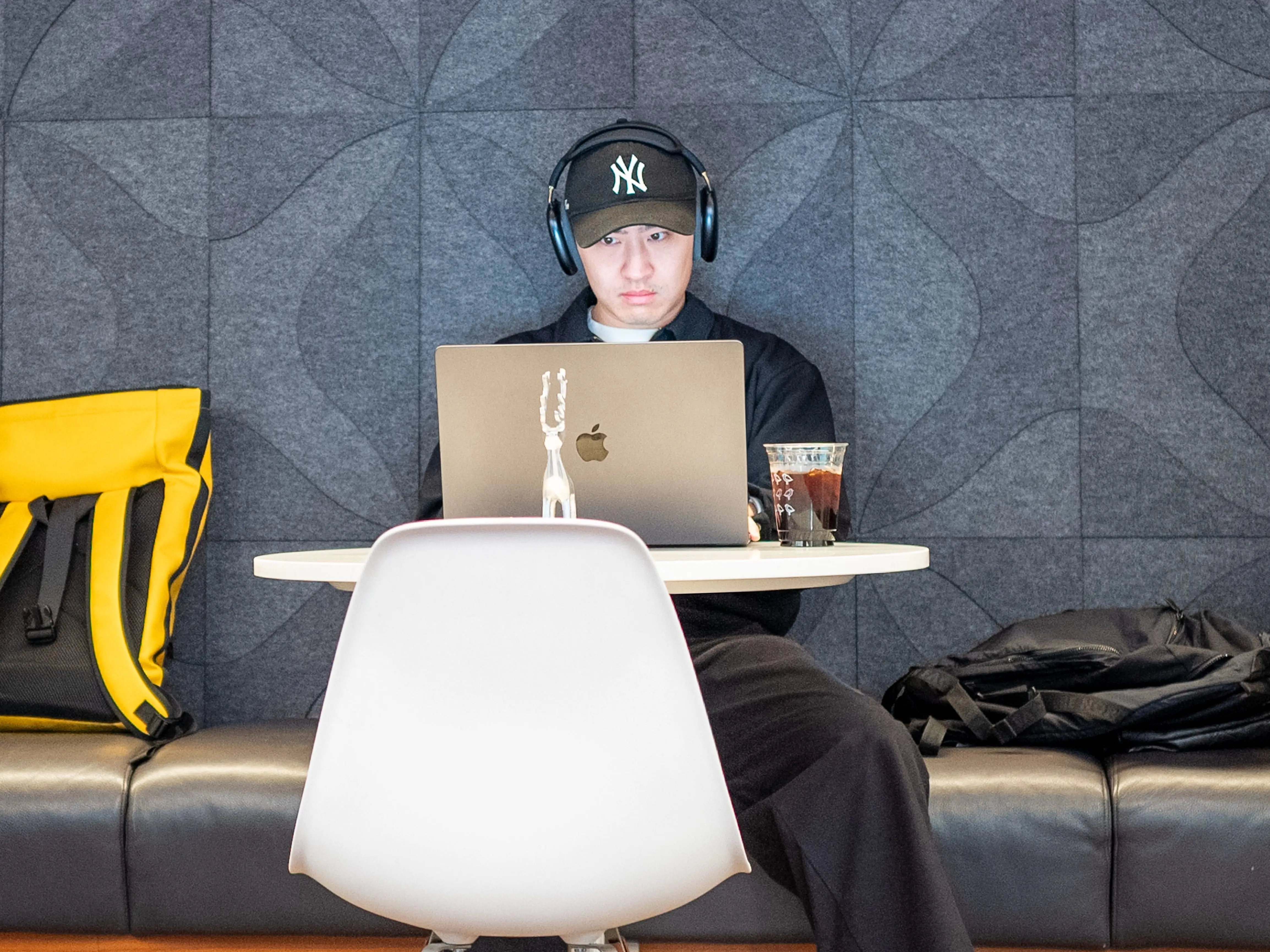A man working at a San Francisco cafe