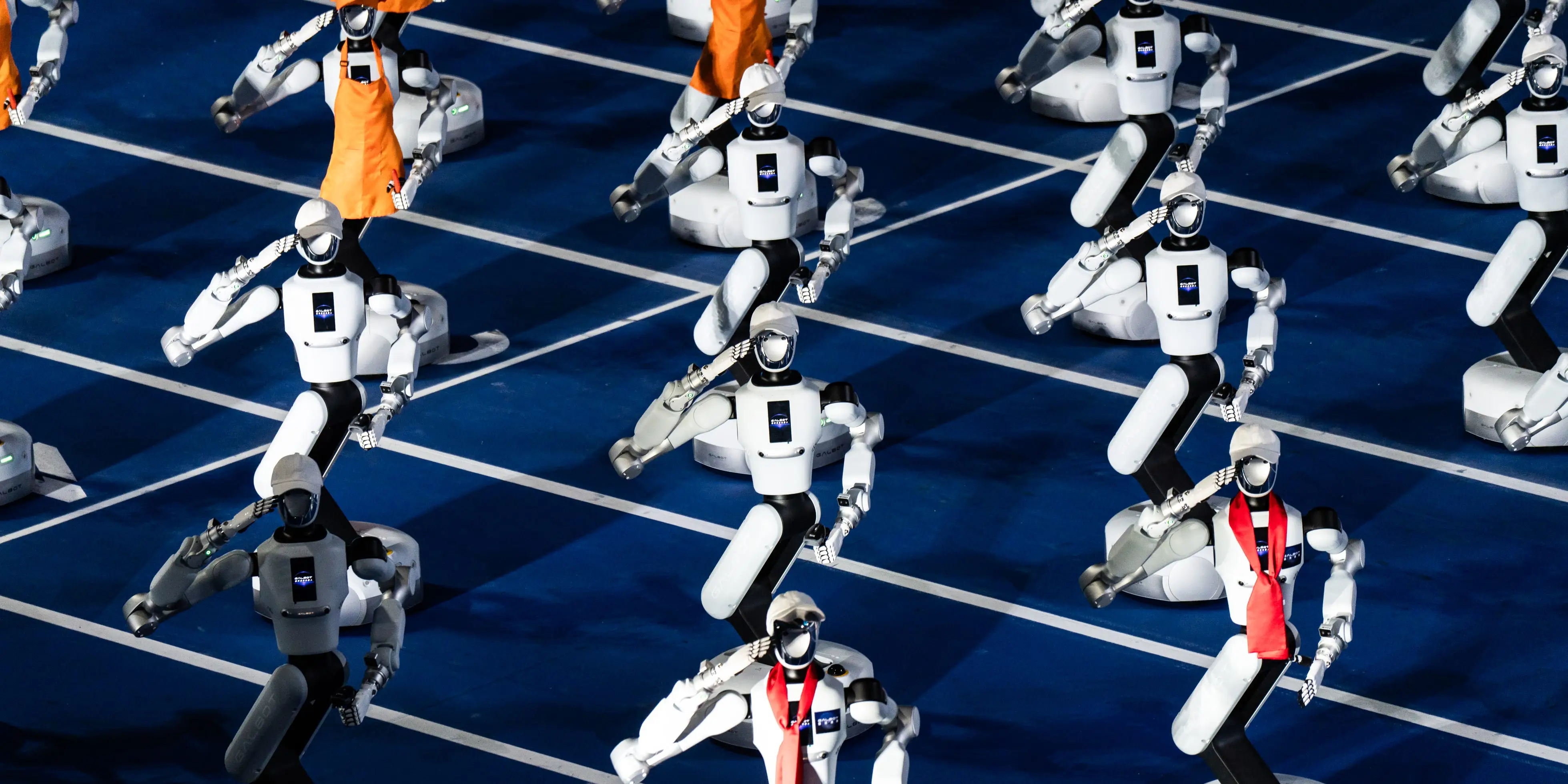 A row of huanoid robots