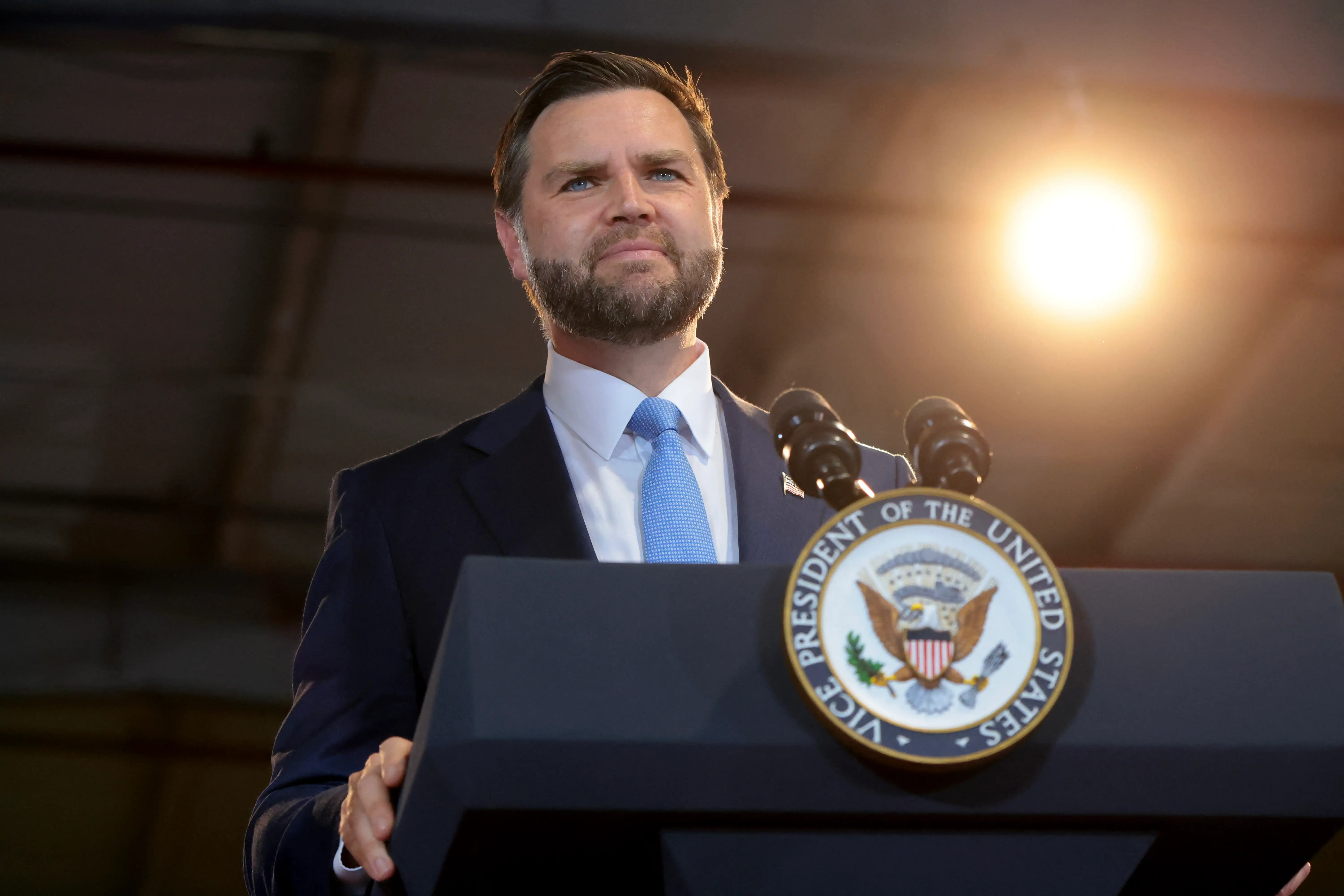 US Vice President JD Vance delivers remarks at CompoTech, a defense technology and advanced manufacturing company, in Brewer, Maine on August 24, 2026.