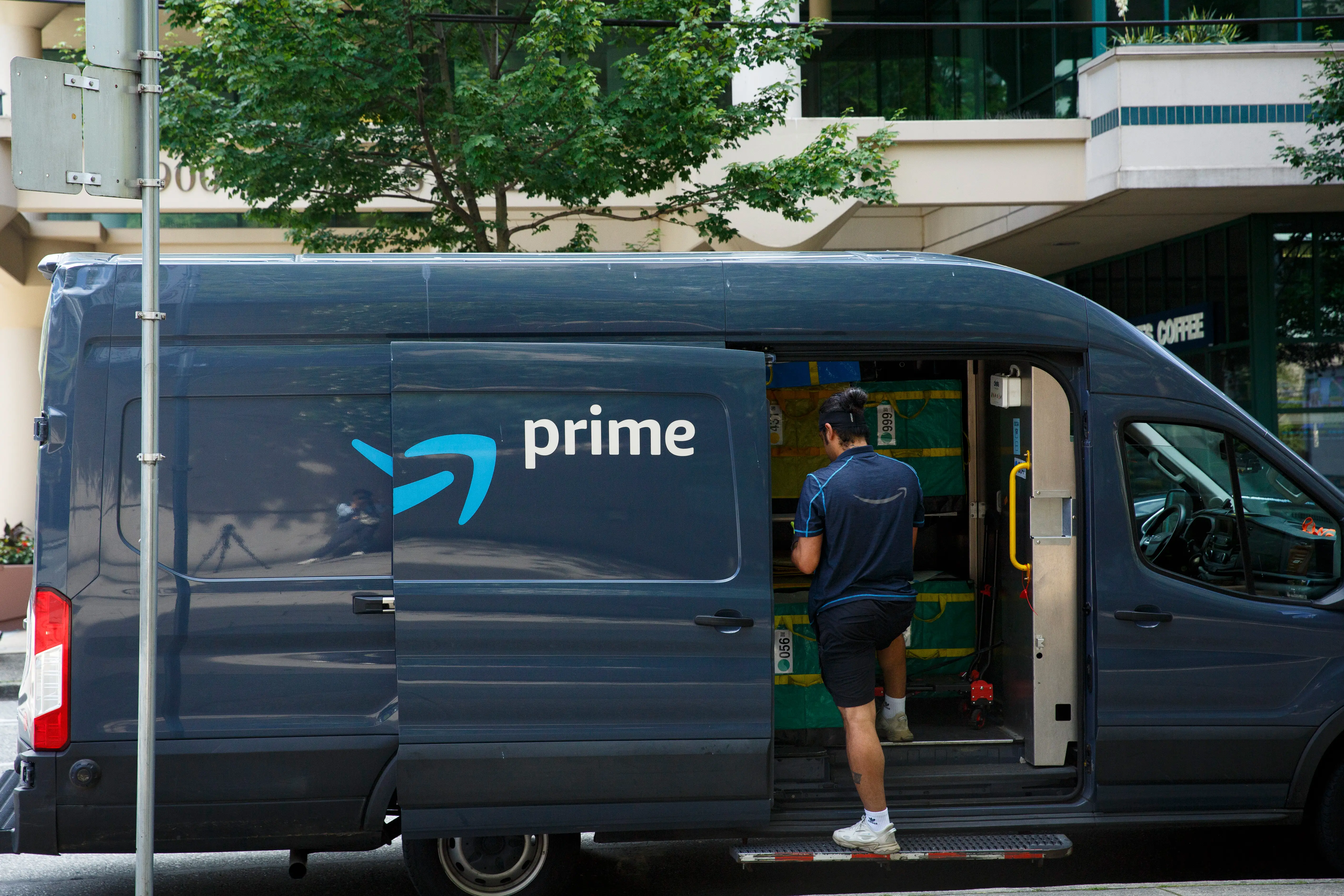 An Amazon delivery van in Vancouver, Canada