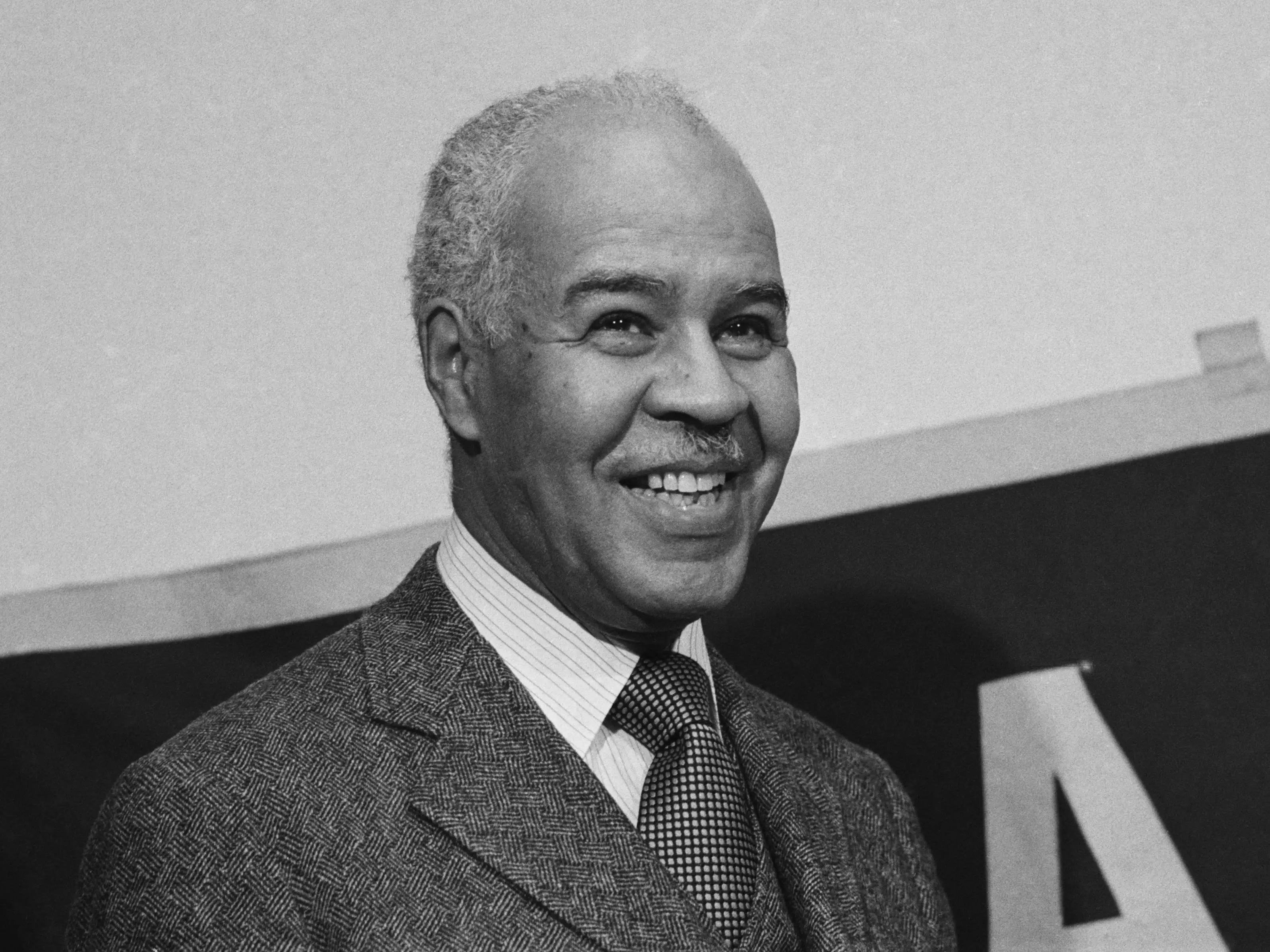 Executive director of the National Association for the Advancement of Colored People (NAACP) Roy Wilkins at a news conference in 1974.