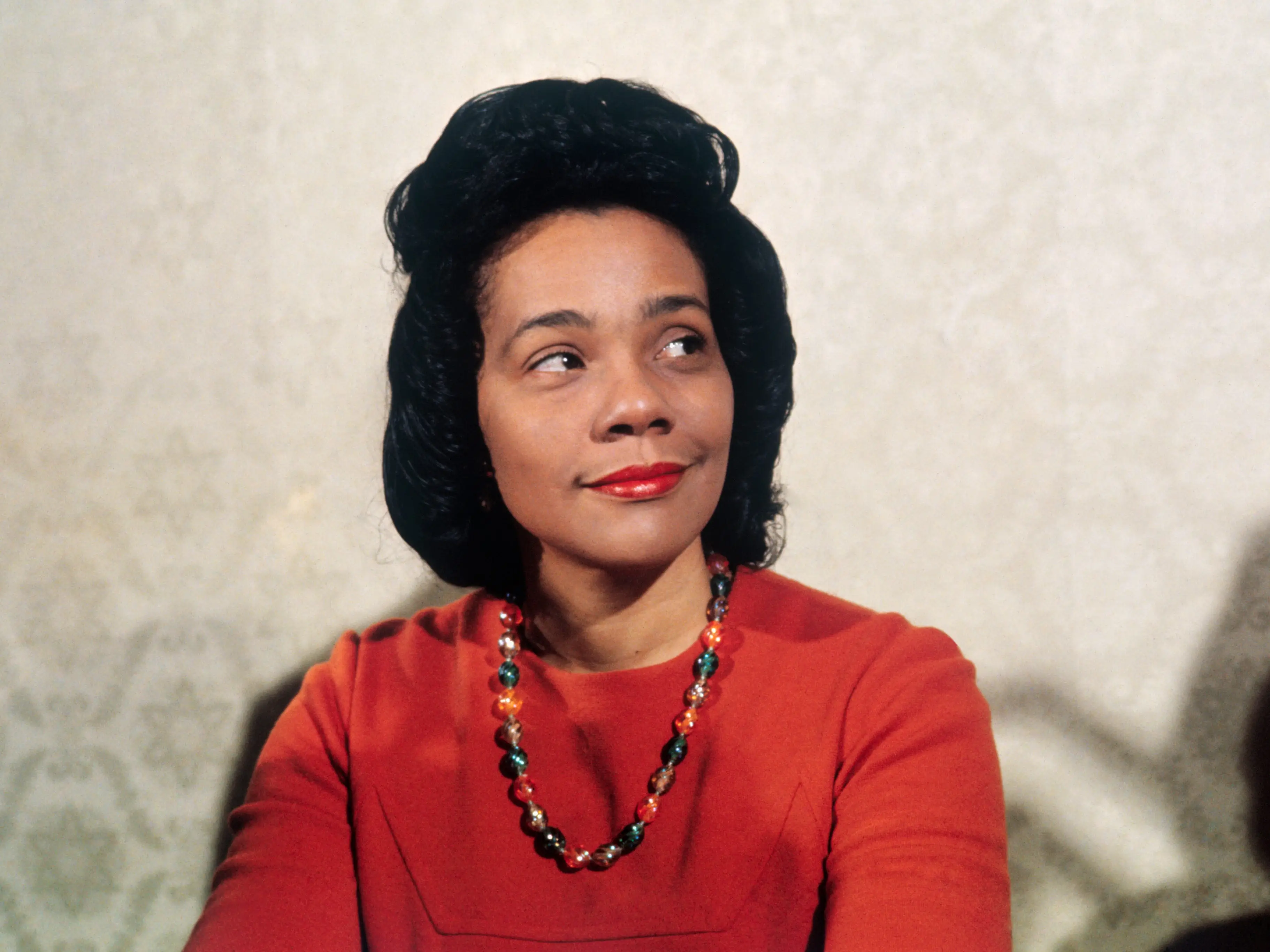 Mrs. Martin Luther King presiding at conference of Women's International League for Peace and Freedom - one of the world's oldest peace organizations.